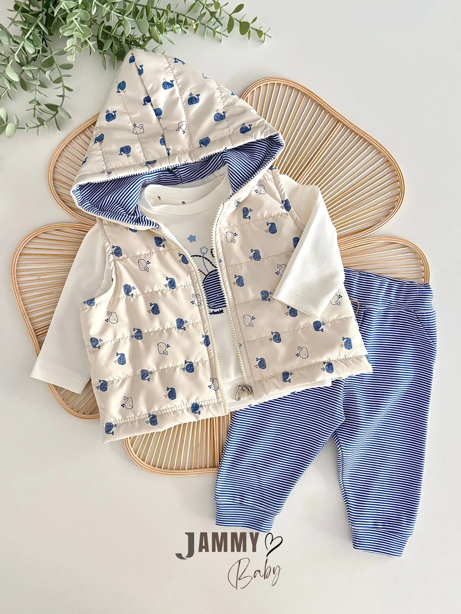 Little Whale Şişme Yelekli Takım-MAVİ