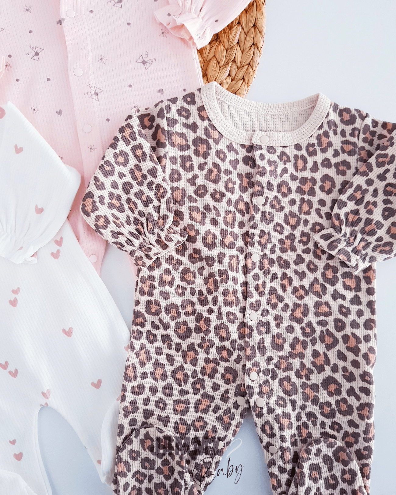 Leopar Kalp Desenli 3'lü Tulum Set-RENKLİ