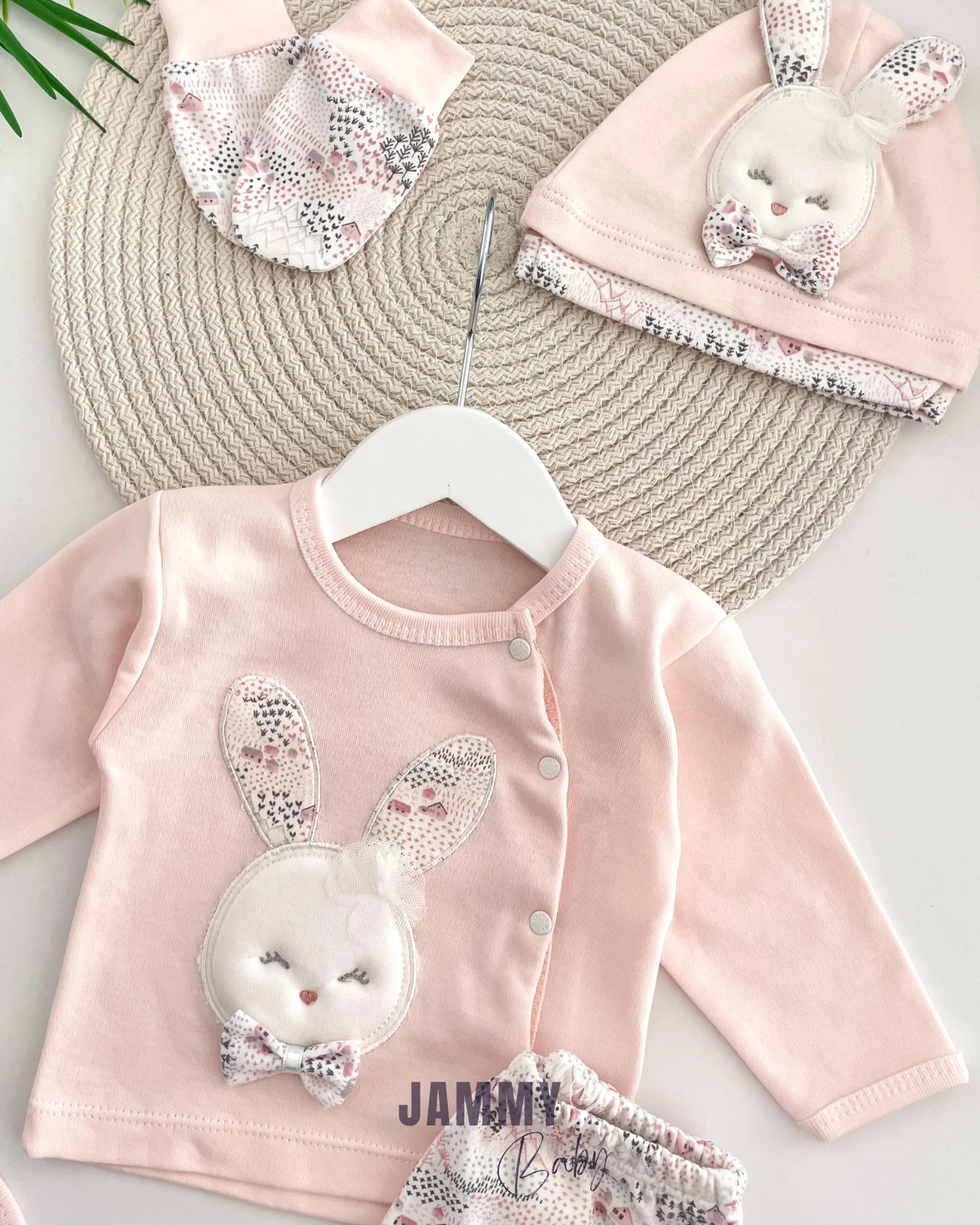 Papyonlu Tavşan 5 Parça Yenidoğan Set-SOMON