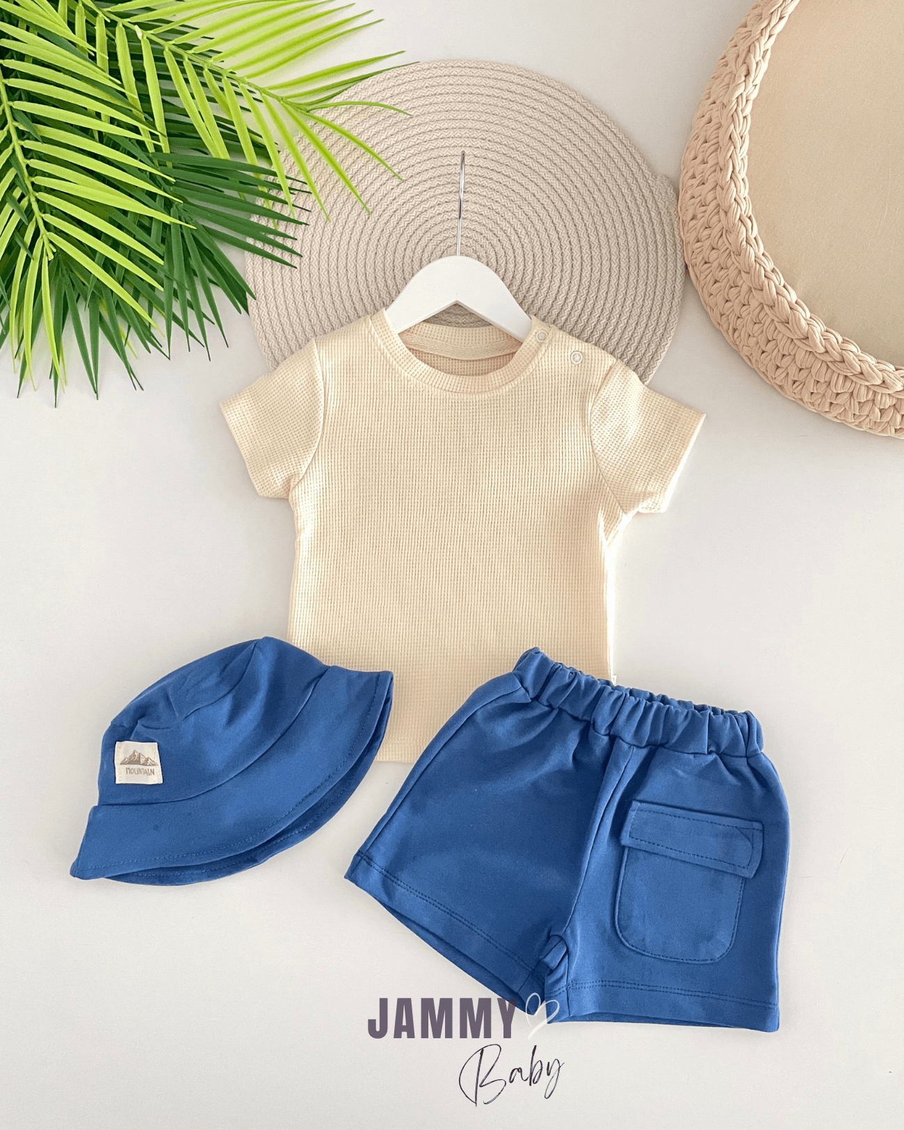 Cool Style Waffle Tshirt / Şortlu Takım-İNDİGO