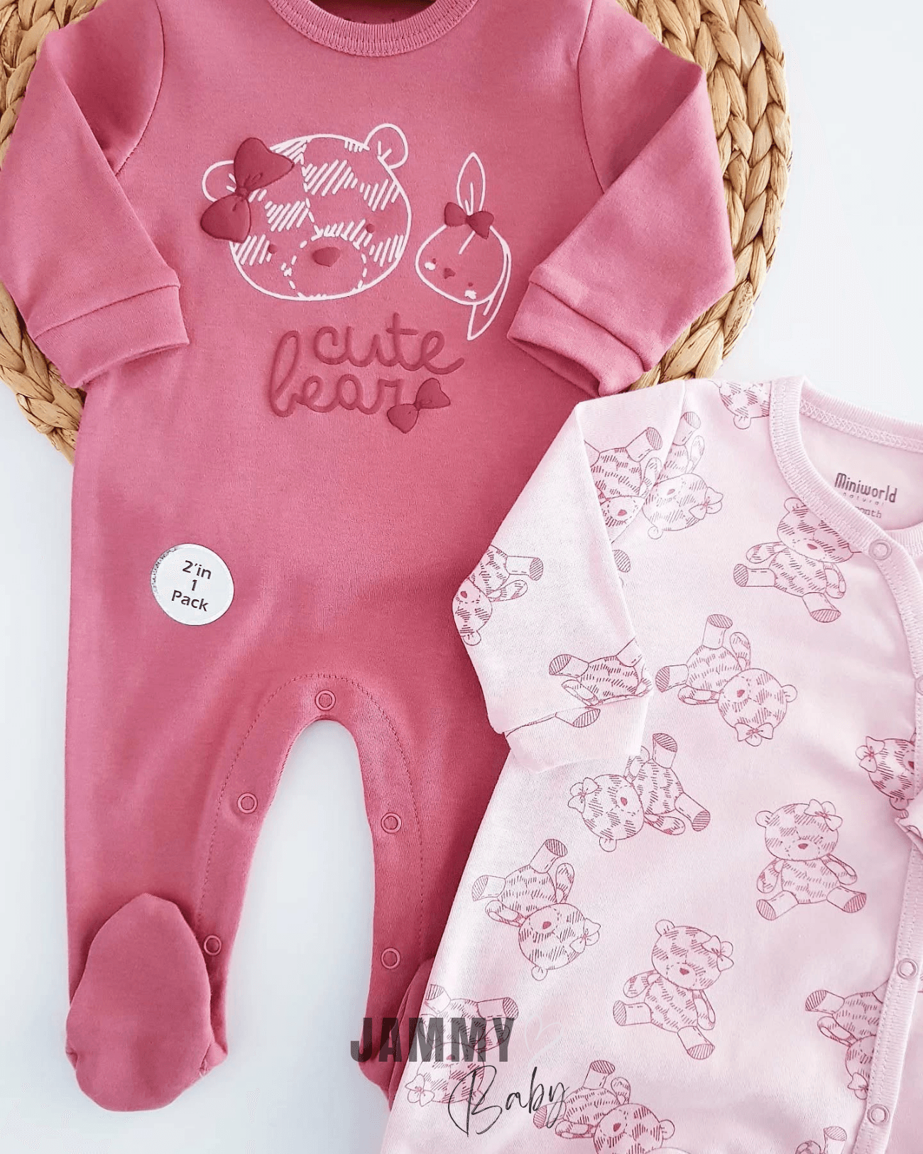 Cute Bear 2'li Tulum Set-SOFT BORDO
