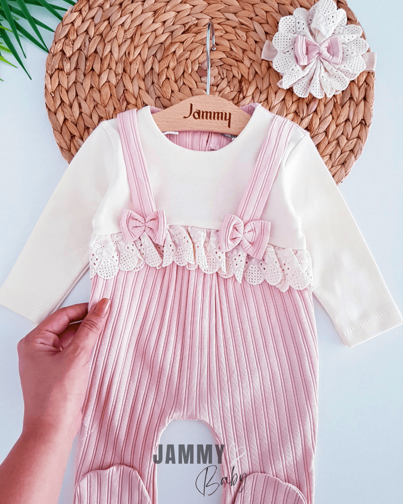 Moneqlia Kaşkorse Bandanalı Tulum Set-PUDRA