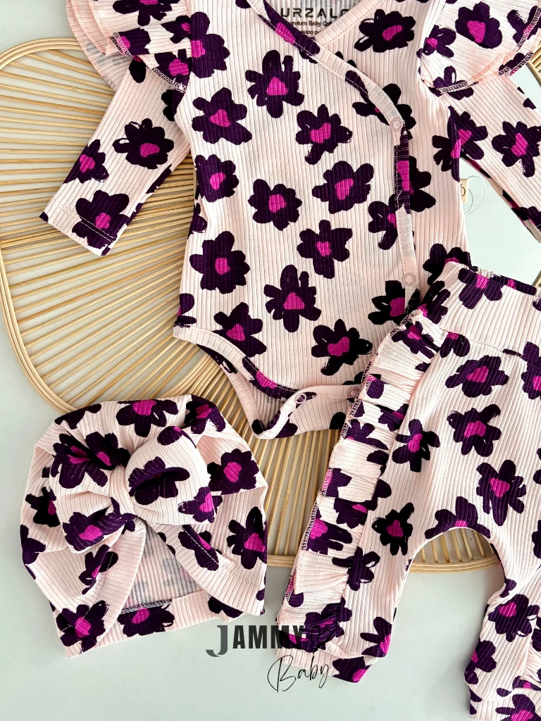 Bloomia Fırfırlı Boneli Ribana Takım-MÜRDÜM