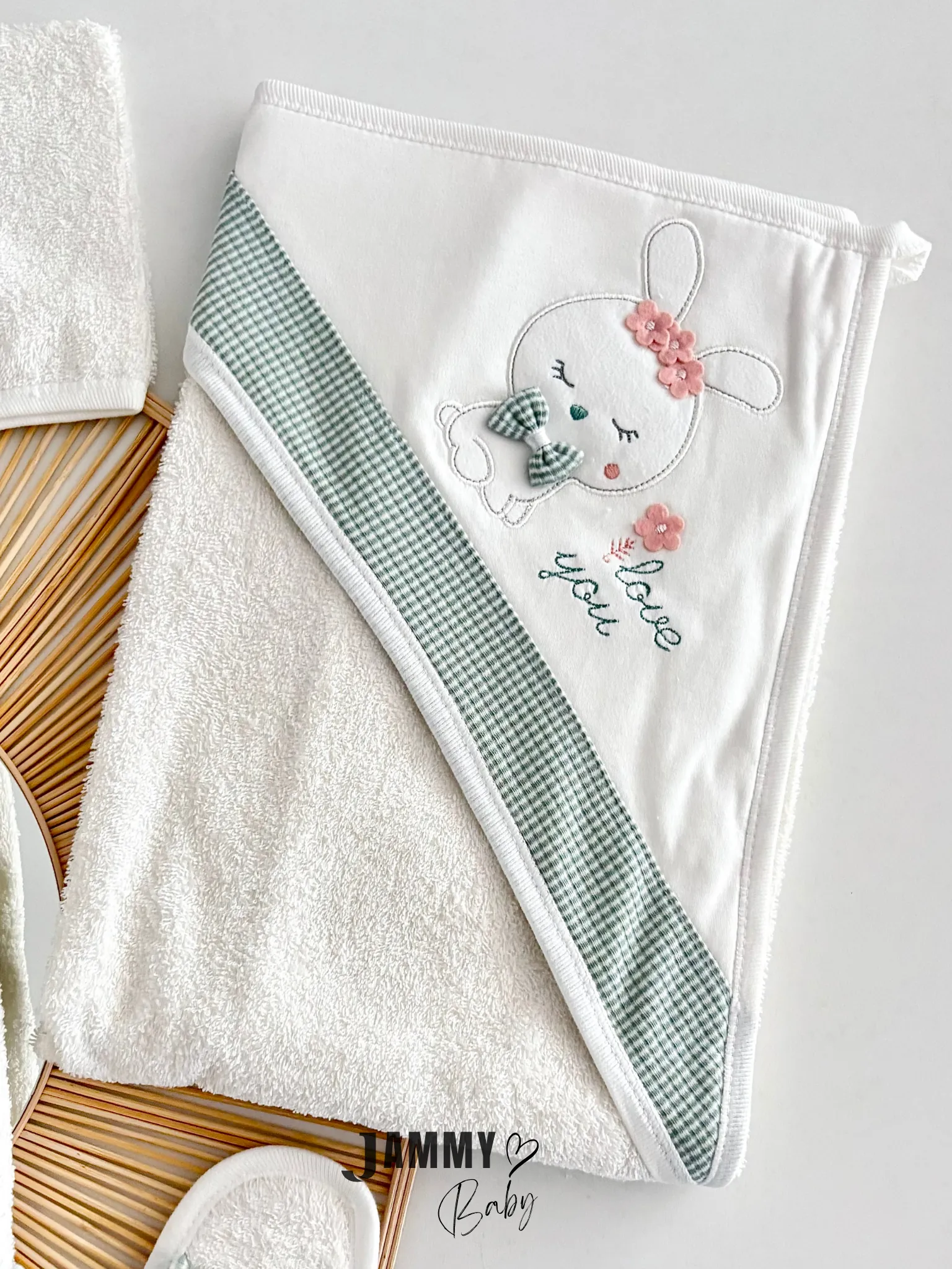 Love You Rabbits 4 Parça Bornoz Set-YEŞİL