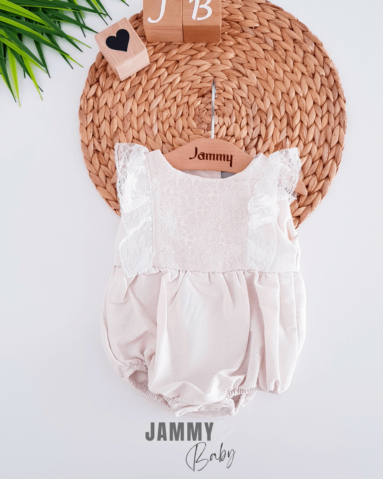 Riley Dantel Robalı Keten Tulum-KREM