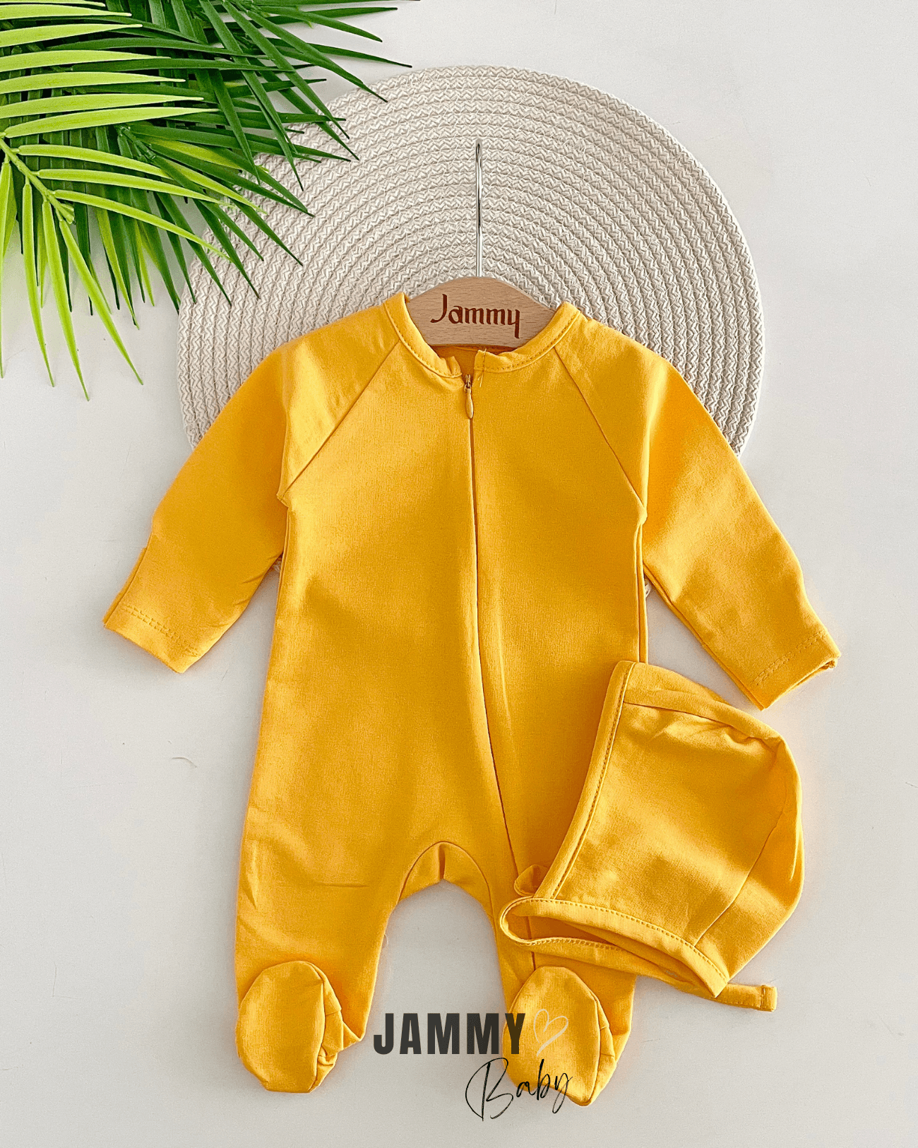 Austin Şapkalı Fermuarlı Tulum Set-SARI