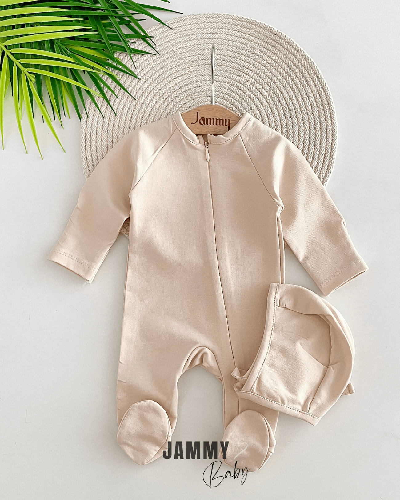Austin Şapkalı Fermuarlı Tulum Set-BEJ