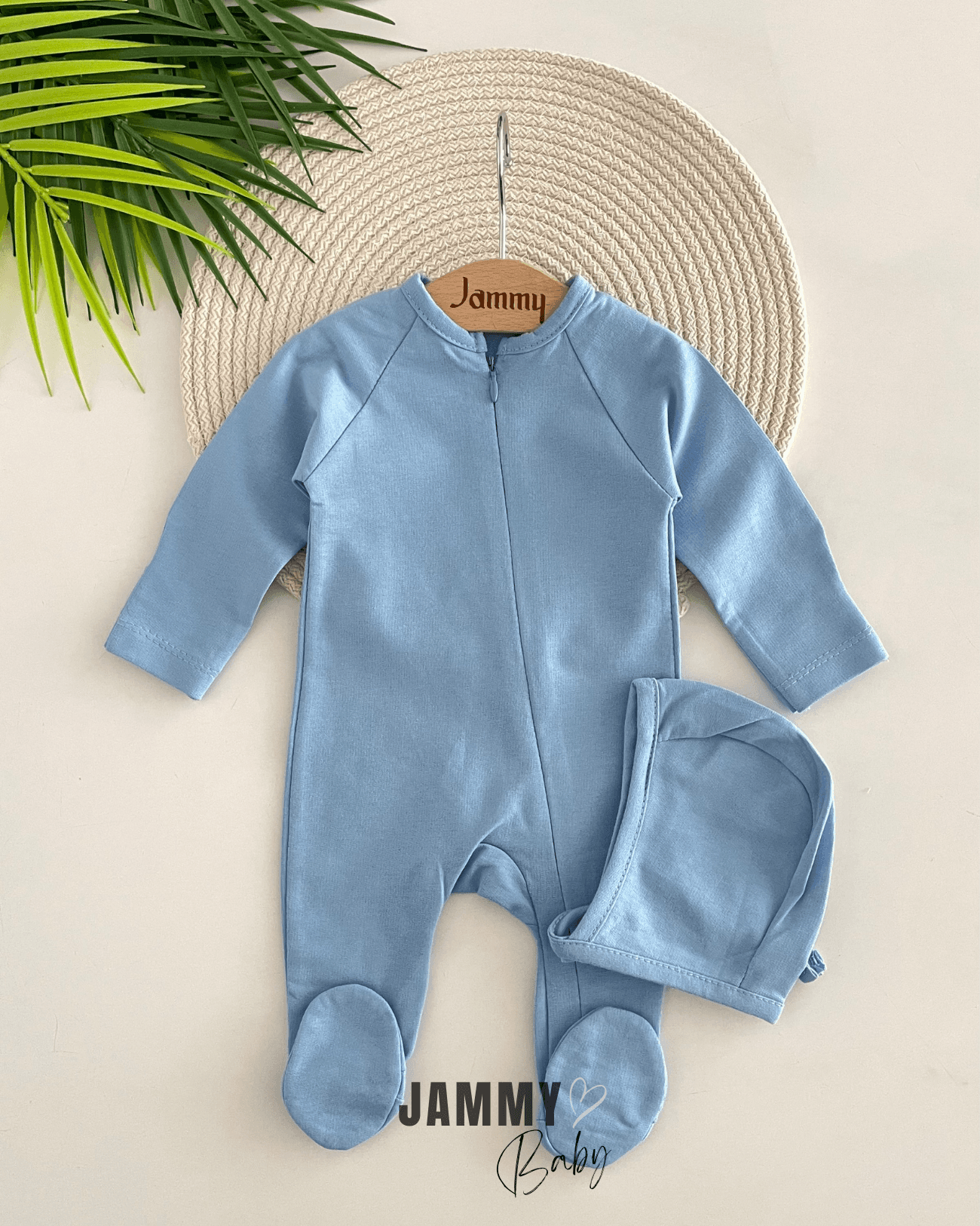 Austin Şapkalı Fermuarlı Tulum Set-MAVİ