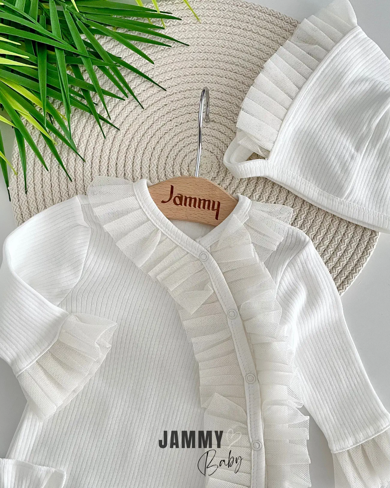 Jovita Tül Detaylı 3 Parça Tulum Set-BEYAZ