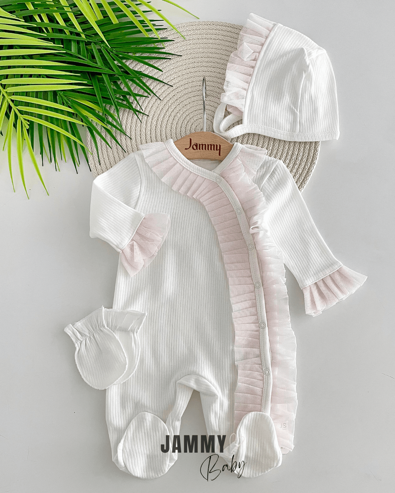 Jovita Tül Detaylı 3 Parça Tulum Set-PEMBE