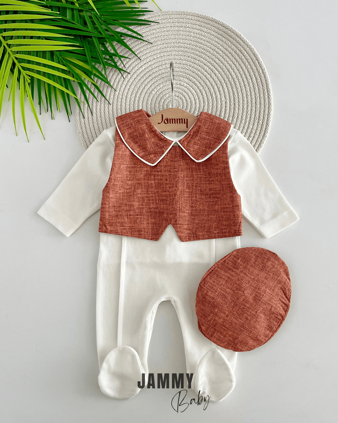 Rodney Yelekli Kasket Şapkalı Tulum Set-KAHVERENGİ