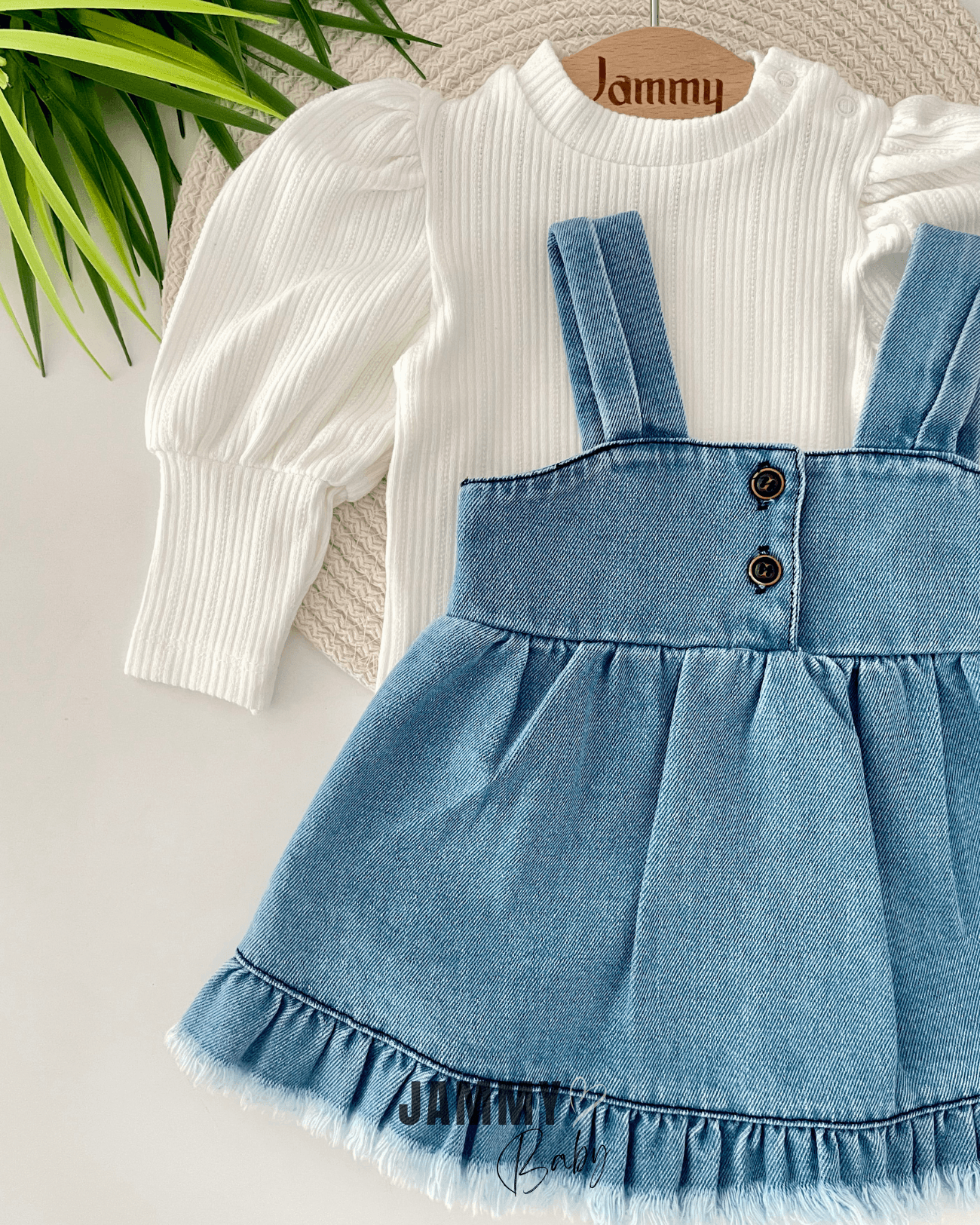 Püsküllü Jean Jile Elbise / Body Set-BUZ MAVİ