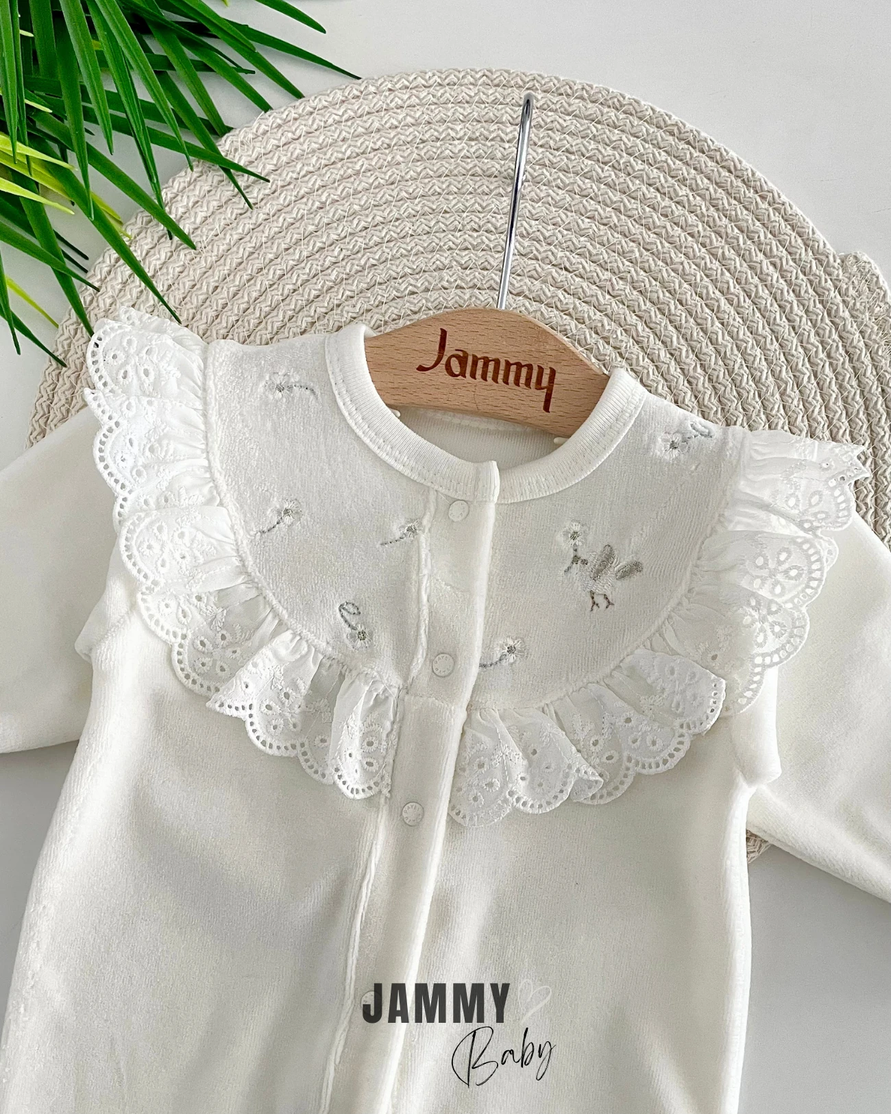 Dantel Robalı Kadife Tulum-EKRU