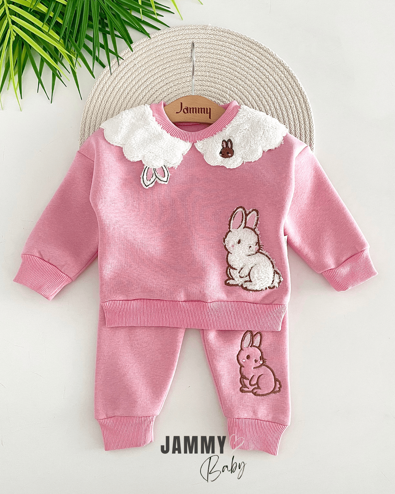 Fluffy Rabbit Şardonlu 2'li Takım-PEMBE