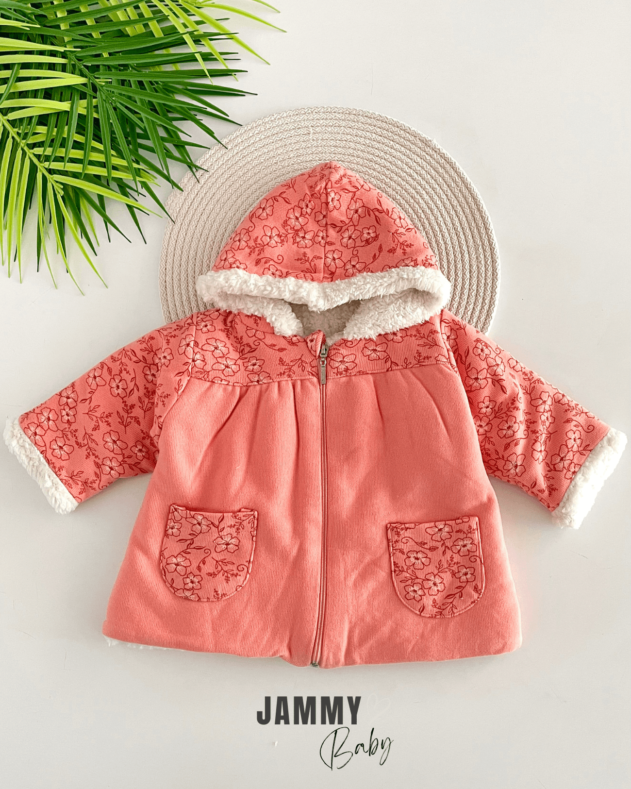 Flower Spring Kadife Peluş Mont-ŞEFTALİ