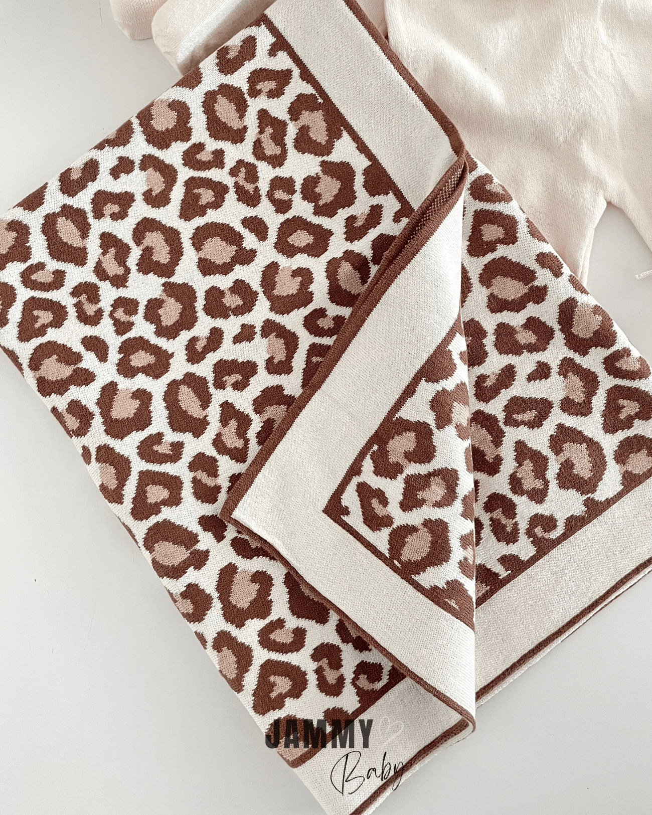 Luxury Collection Triko Leopar Desen 5 Parça Yenidoğan Set-KREM