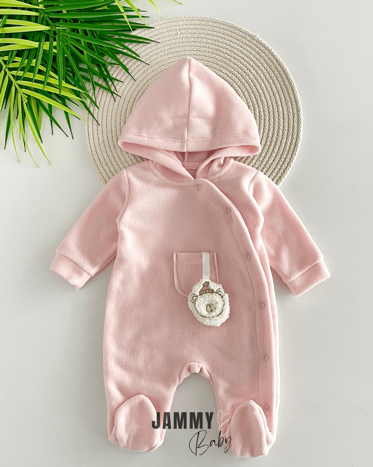 Zoya Ayıcık Aksesuarlı Polar Tulum -PEMBE
