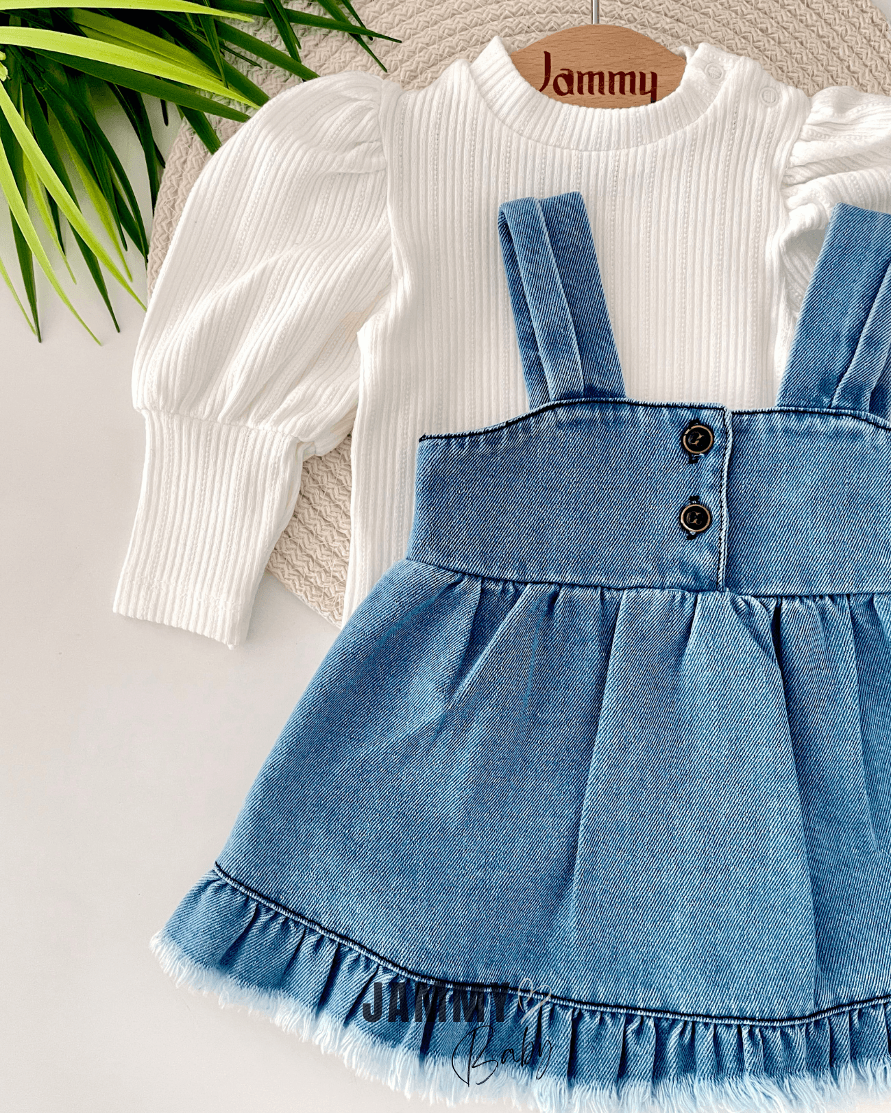 Püsküllü Jean Jile Elbise / Body Set-BUZ MAVİ