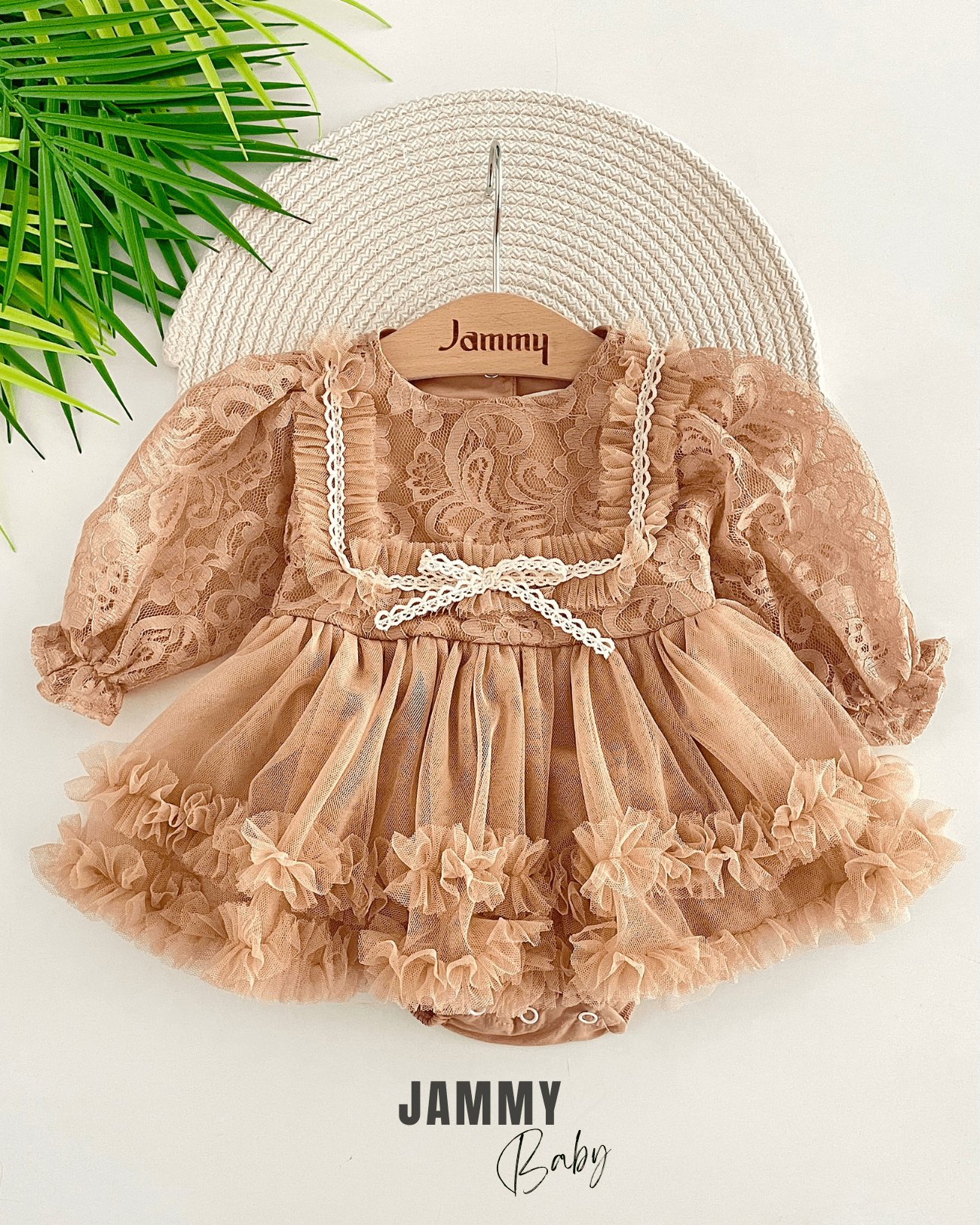 Sindirella Dantelli Özel Gün Bodysuit Elbise-KAHVERENGİ