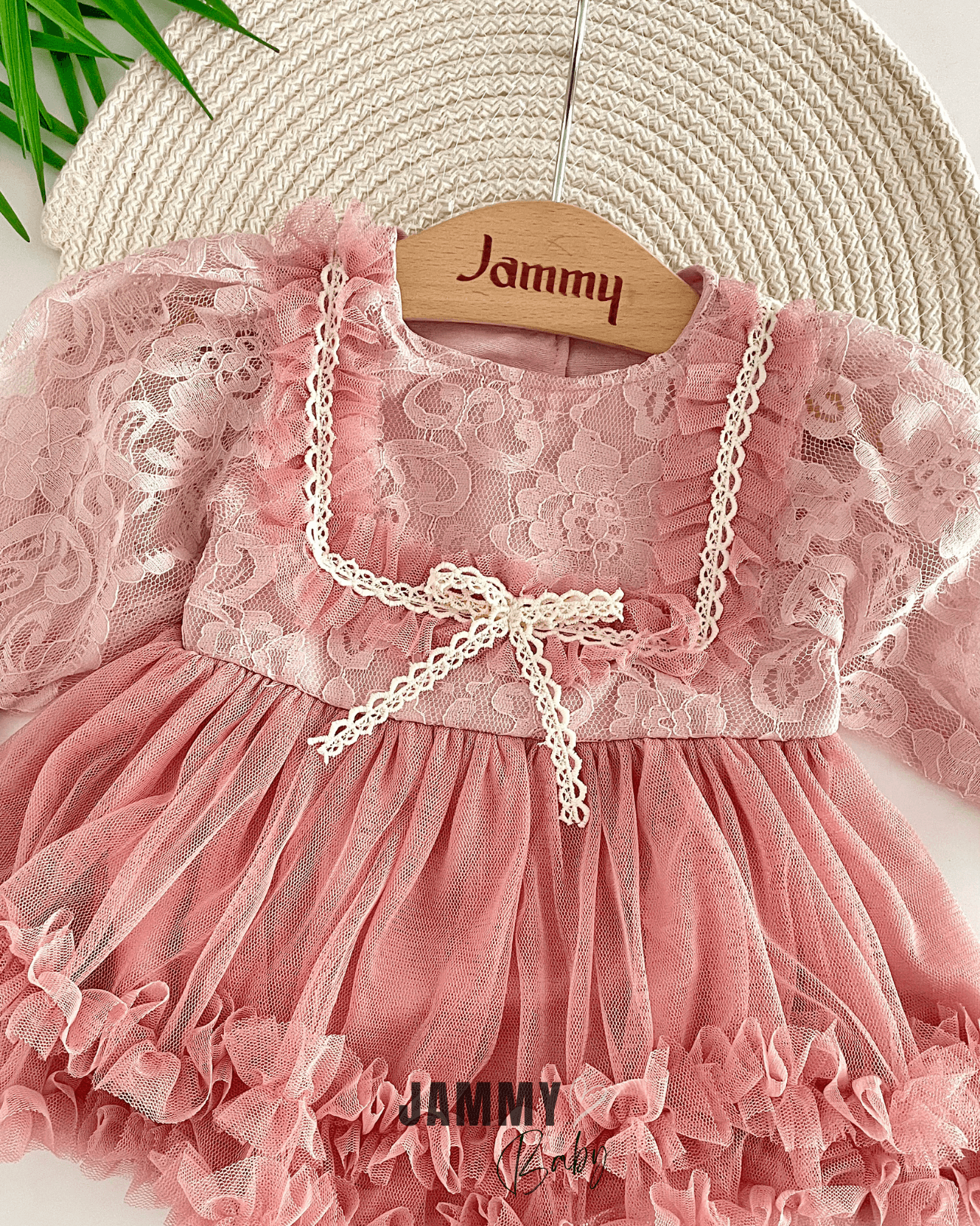 Sindirella Dantelli Özel Gün Bodysuit Elbise-GÜL KURUSU