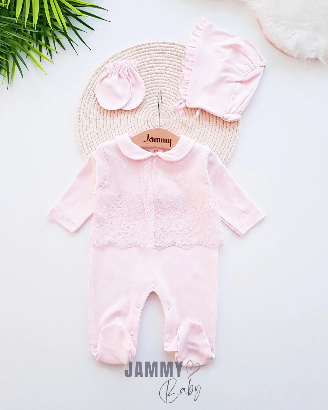 Beauty Bebe Yaka Dantelli Tulum Set-PEMBE