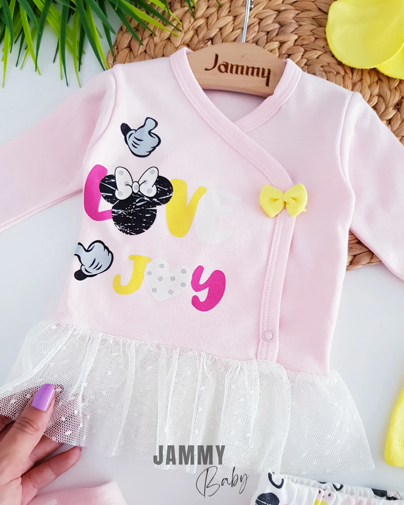 Love Joy Fiyonk Şapkalı 5'li Zıbın Set-PEMBE