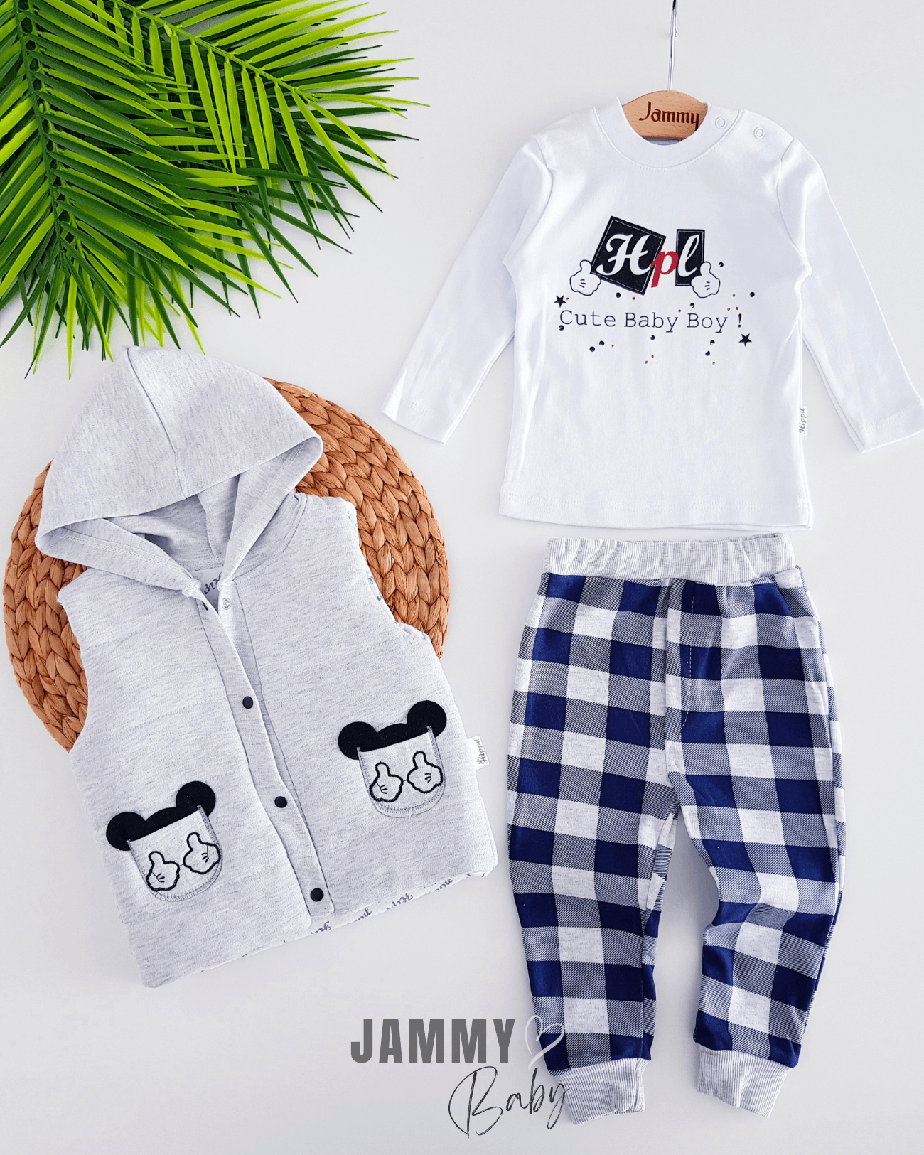 Mickey Şişme Yelekli 3'lü Takım-GRİ