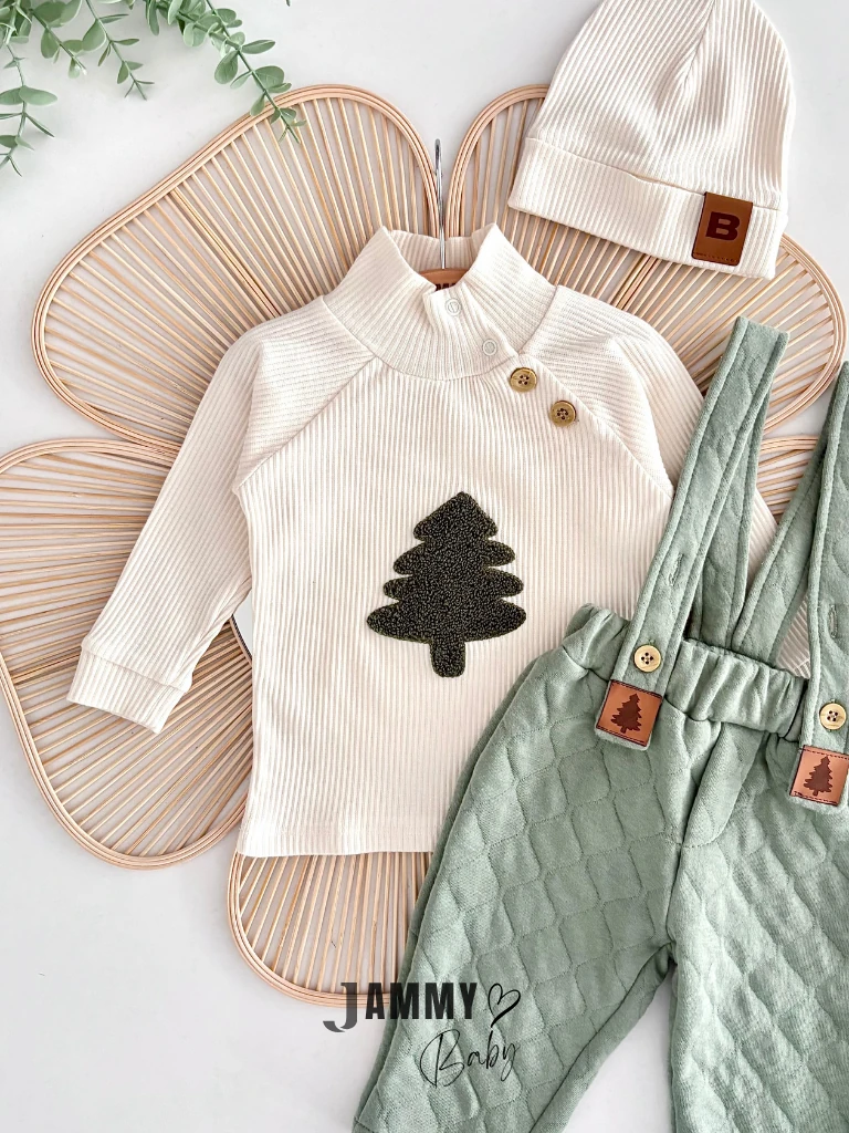 Pine Kapitone Salopet / Şapka Badi Set - YEŞİL