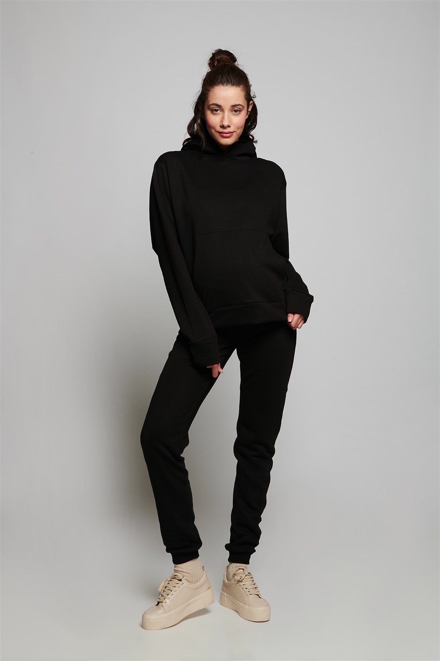 Nadia Hamile Kapüşonlu Sweat - SİYAH