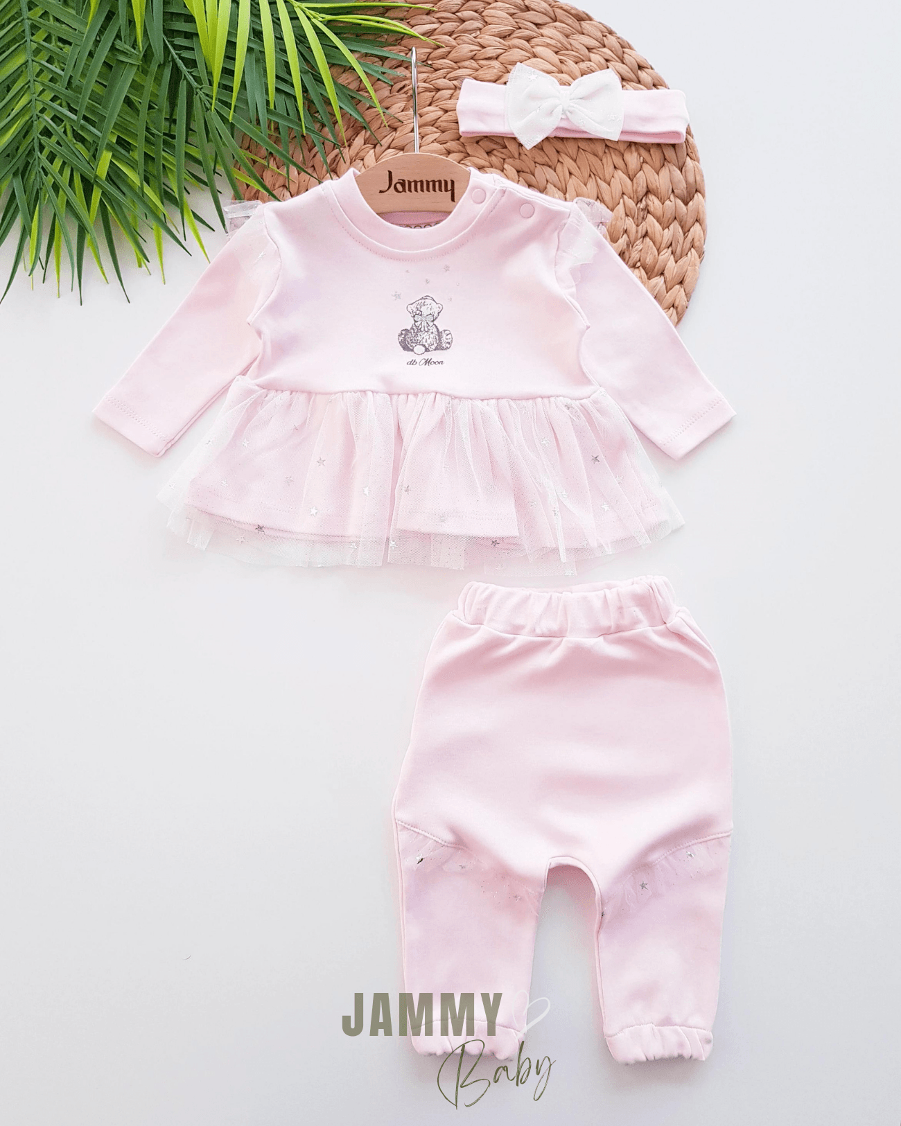 Sweet Bear Tütülü Bandanalı Takım-PEMBE