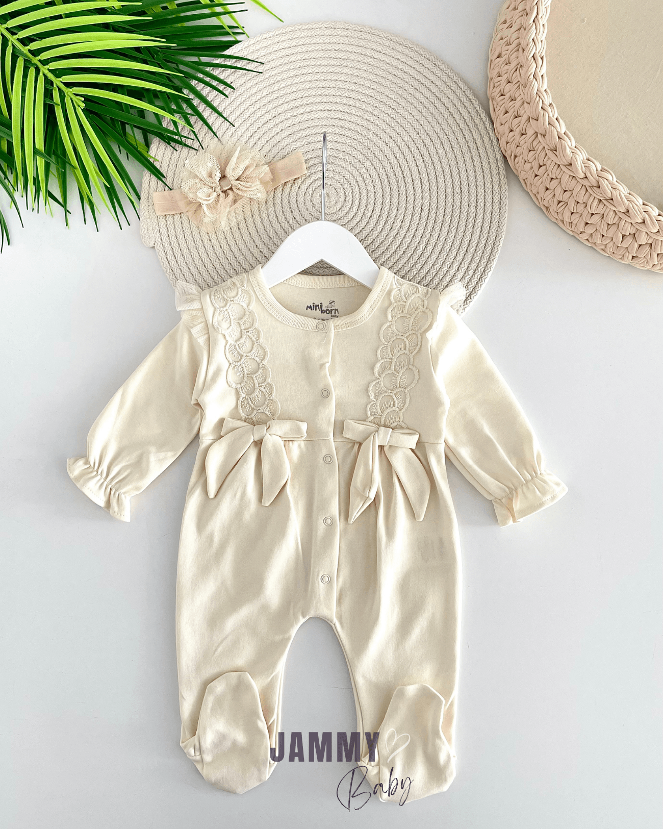 Rona Bandanalı Tulum Set-KREM