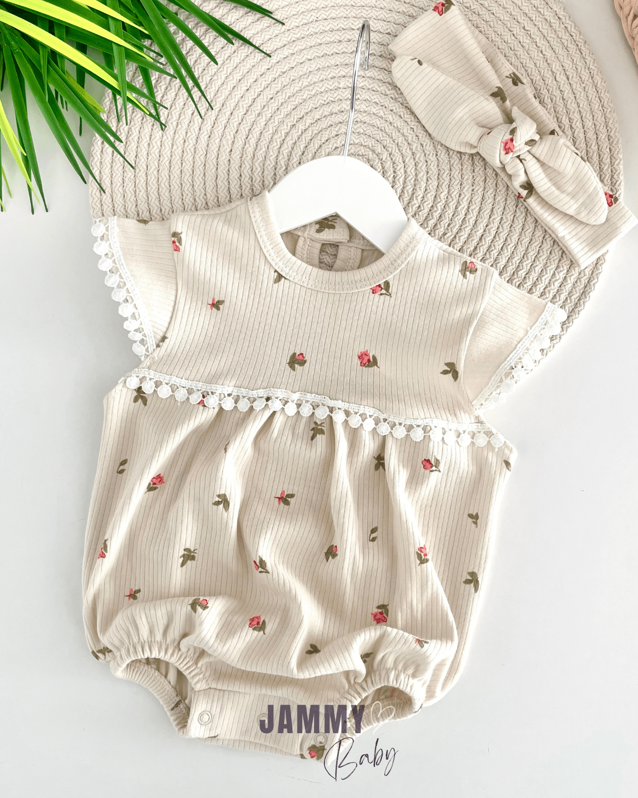 Sophia Dantelli Ribana Romper Set-BEJ
