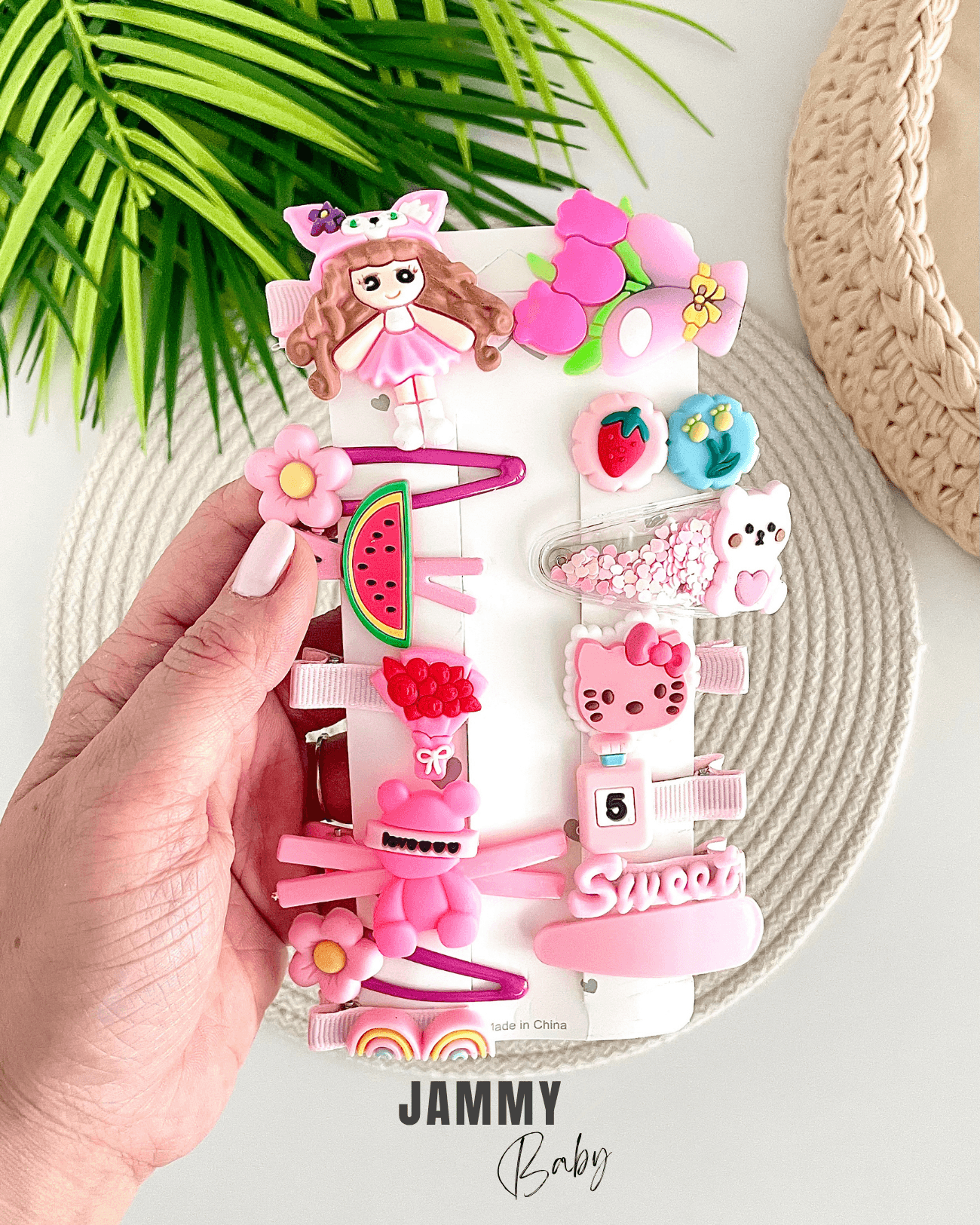 Sweet 14'lü Karışık Toka Set-PEMBE