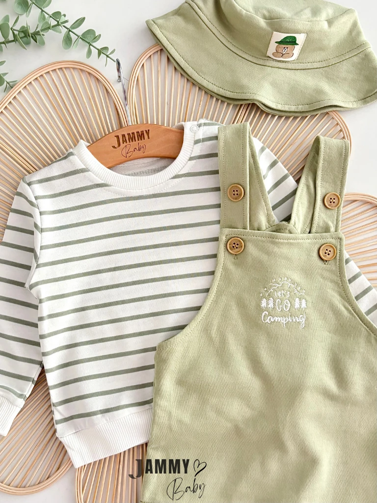 Lets Go Camping Salopet / Body Şapka Set-YEŞİL