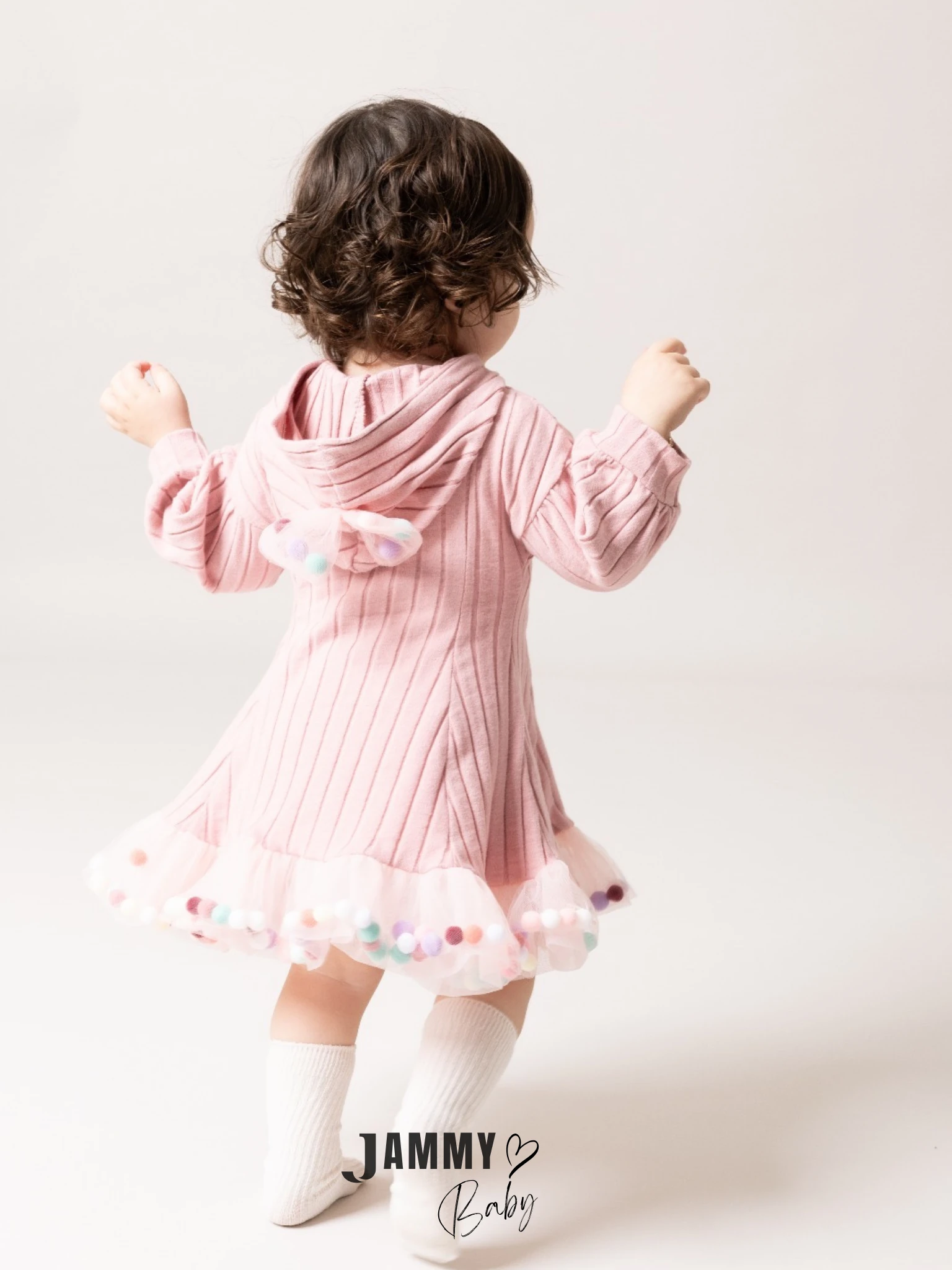 Candy Ponponlu Puffy Elbise-PUDRA