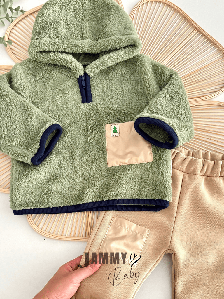 Cool Clup Peluş Sweat / Şardonlu Pantolon Set-YEŞİL