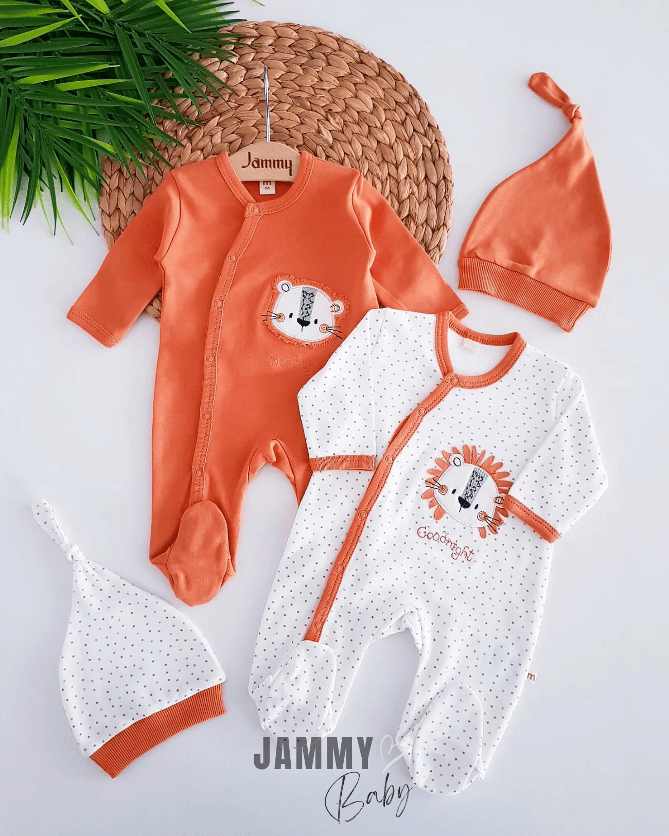 Aslanlı 2 Tulum / 2 Şapka Set-TURUNCU