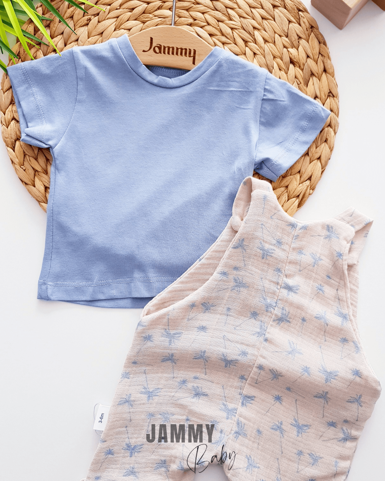Leaf Müslin Salopet / Body Set-MAVİ