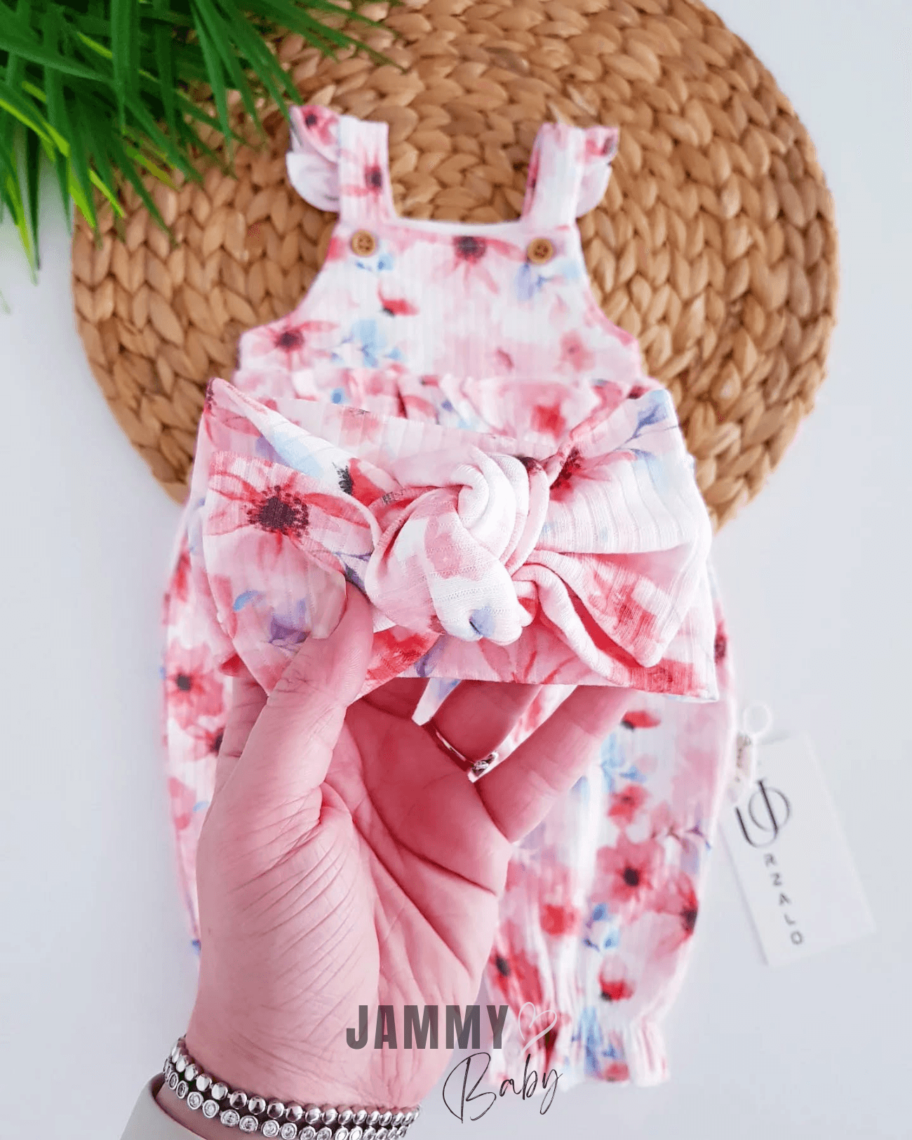 Fiore Çiçek Baskılı Kaşkorse Bandanalı Tulum Set-EKRU
