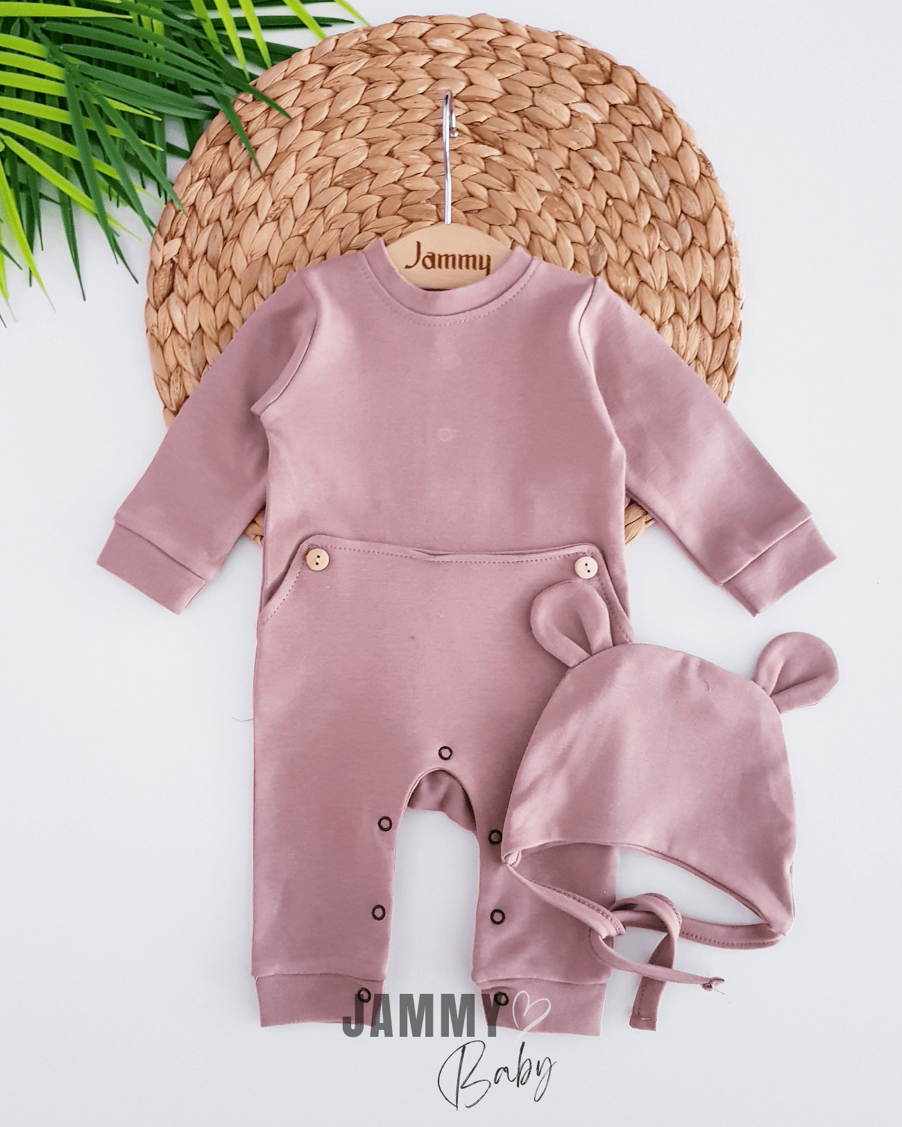 Düğmeli Tarz Şapkalı Tulum Set-SÜTLÜ KAHVE