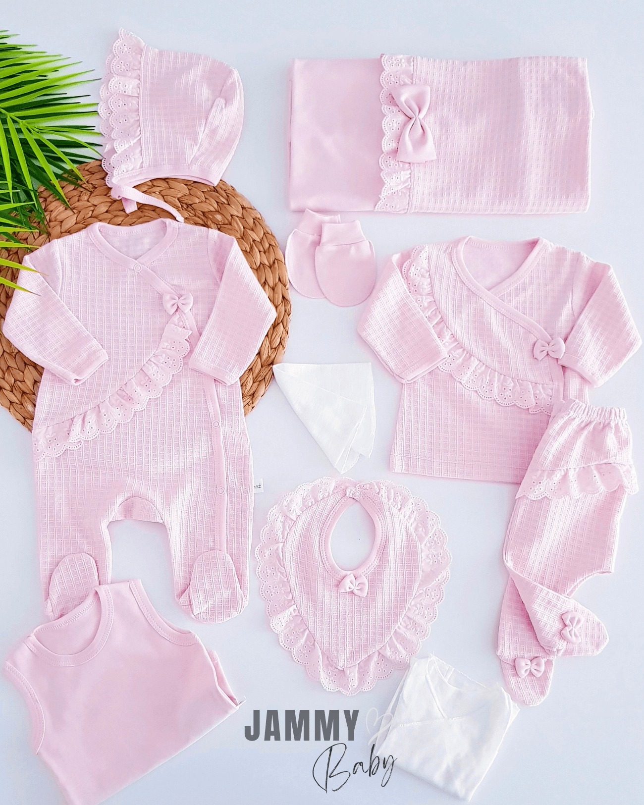 Mathilda Petek Dokuma 10 Parça Yenidoğan Set-PEMBE