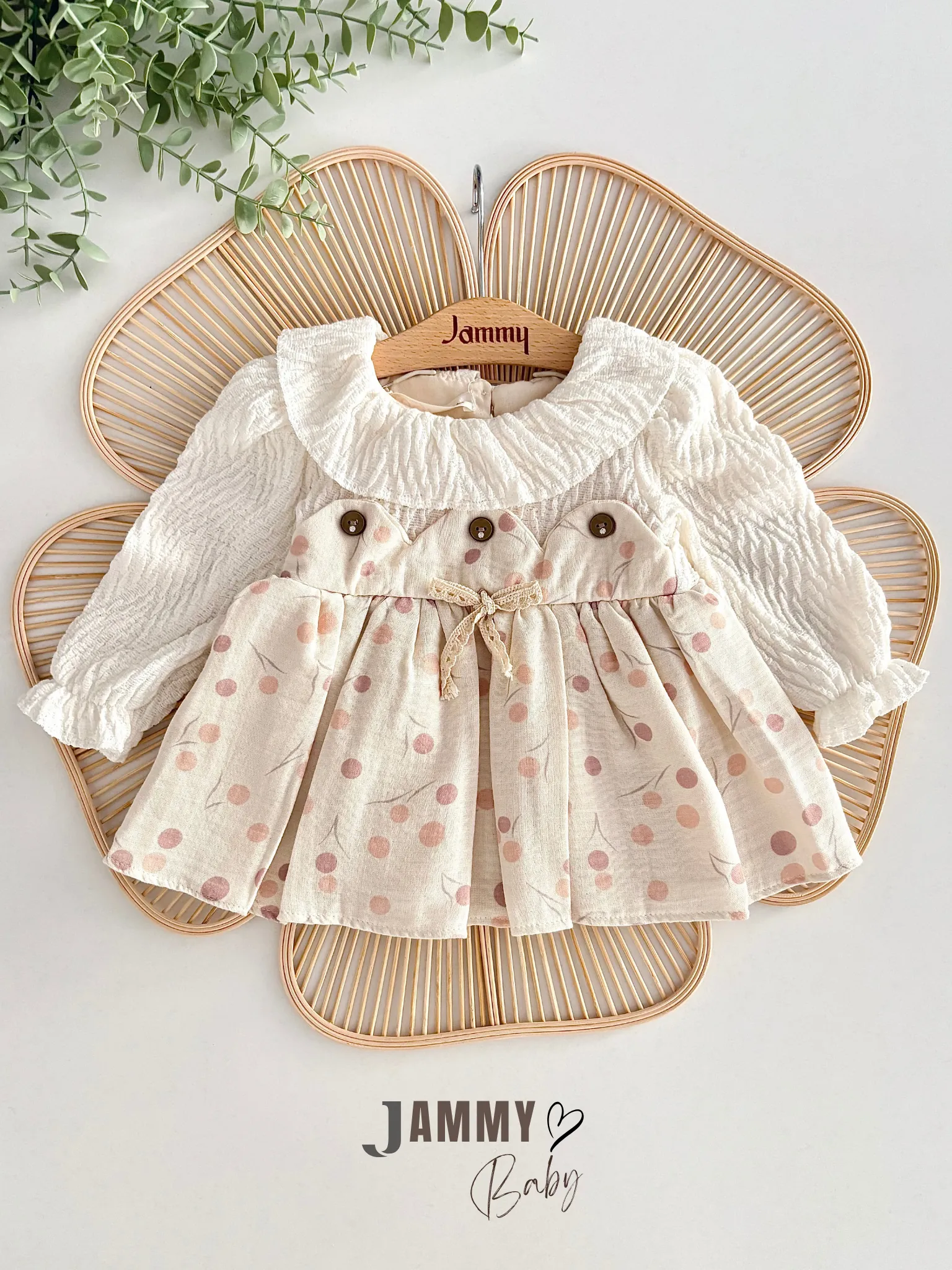 Clara Düğme Pat Detaylı Elbise-BEJ