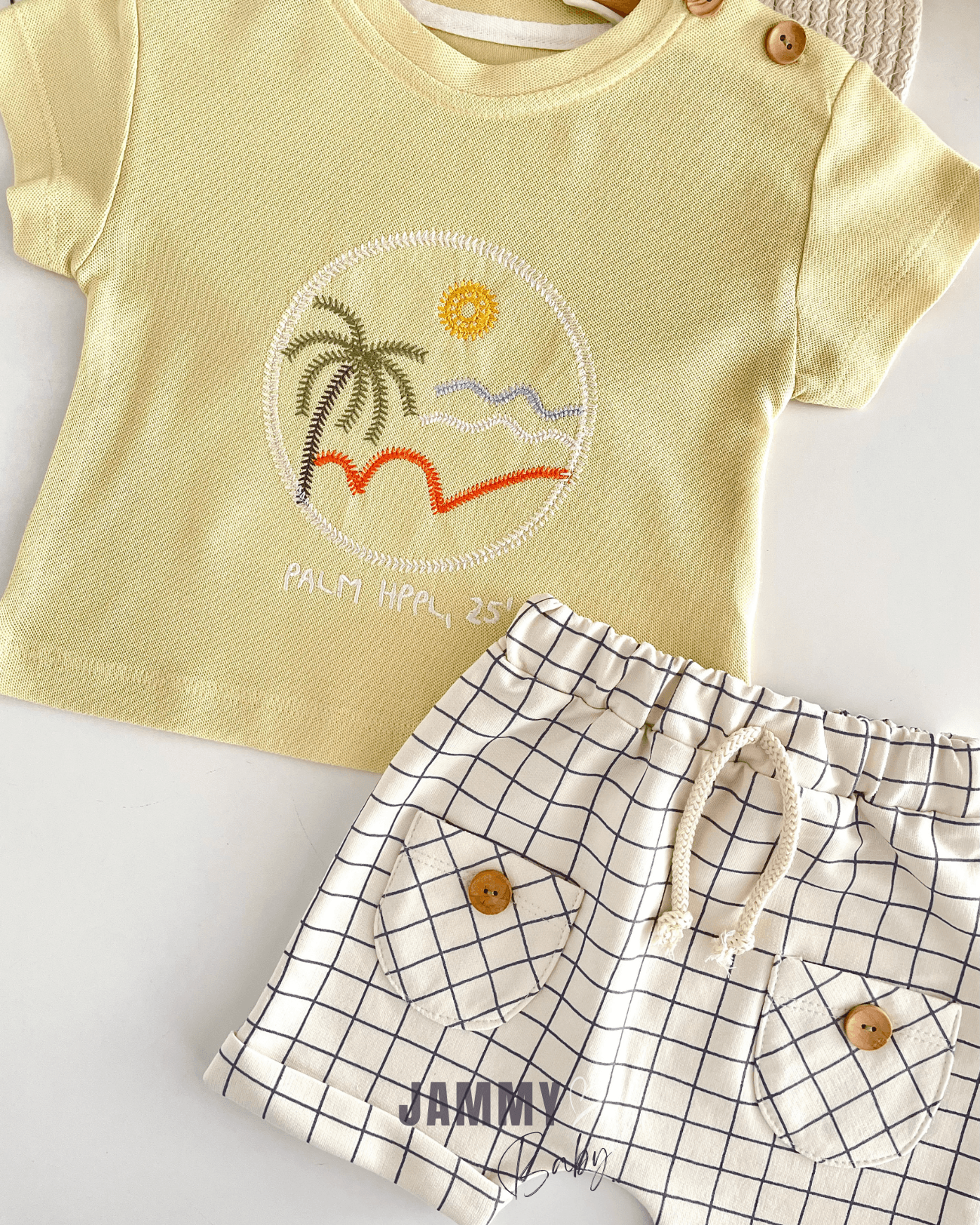 Palm Lacoste Tişört / Şort Takım -SARI