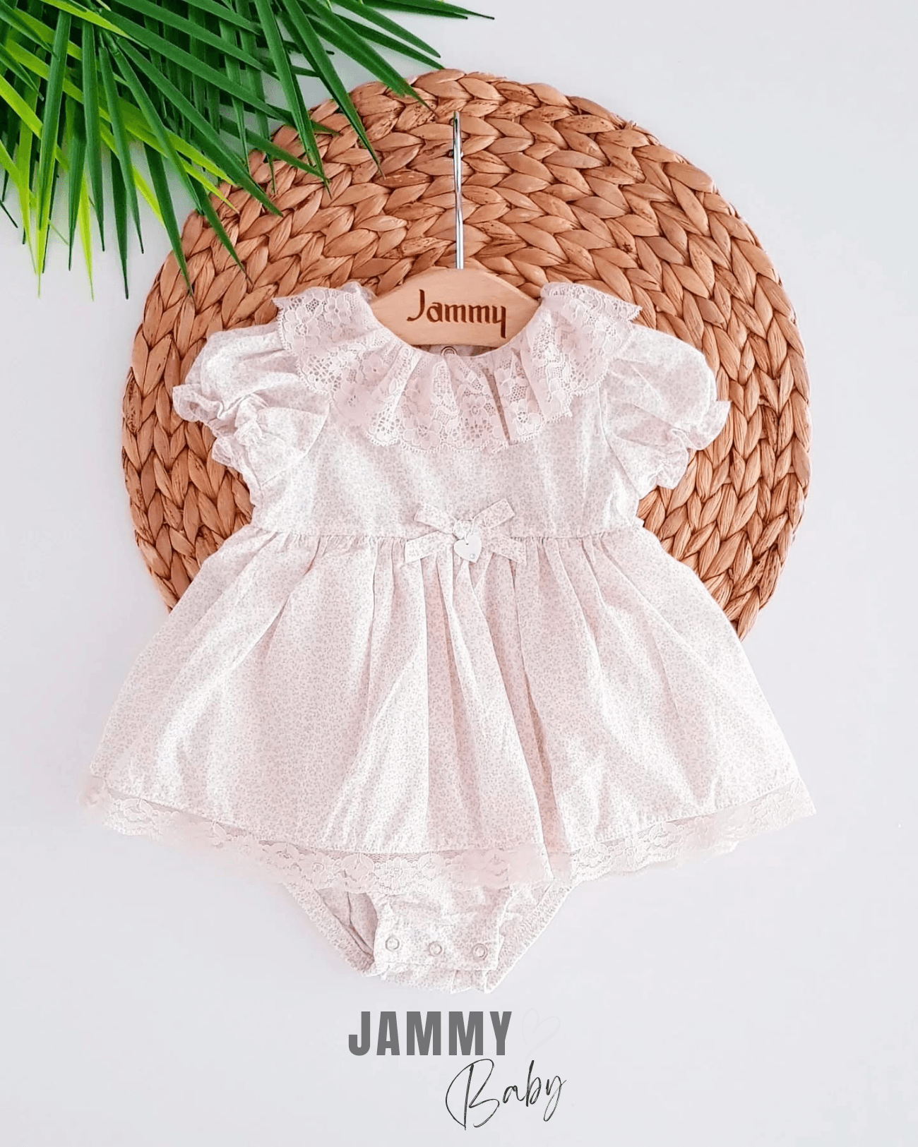 Linda Minik Çiçek Desenli Bodysuit Elbise-BEJ