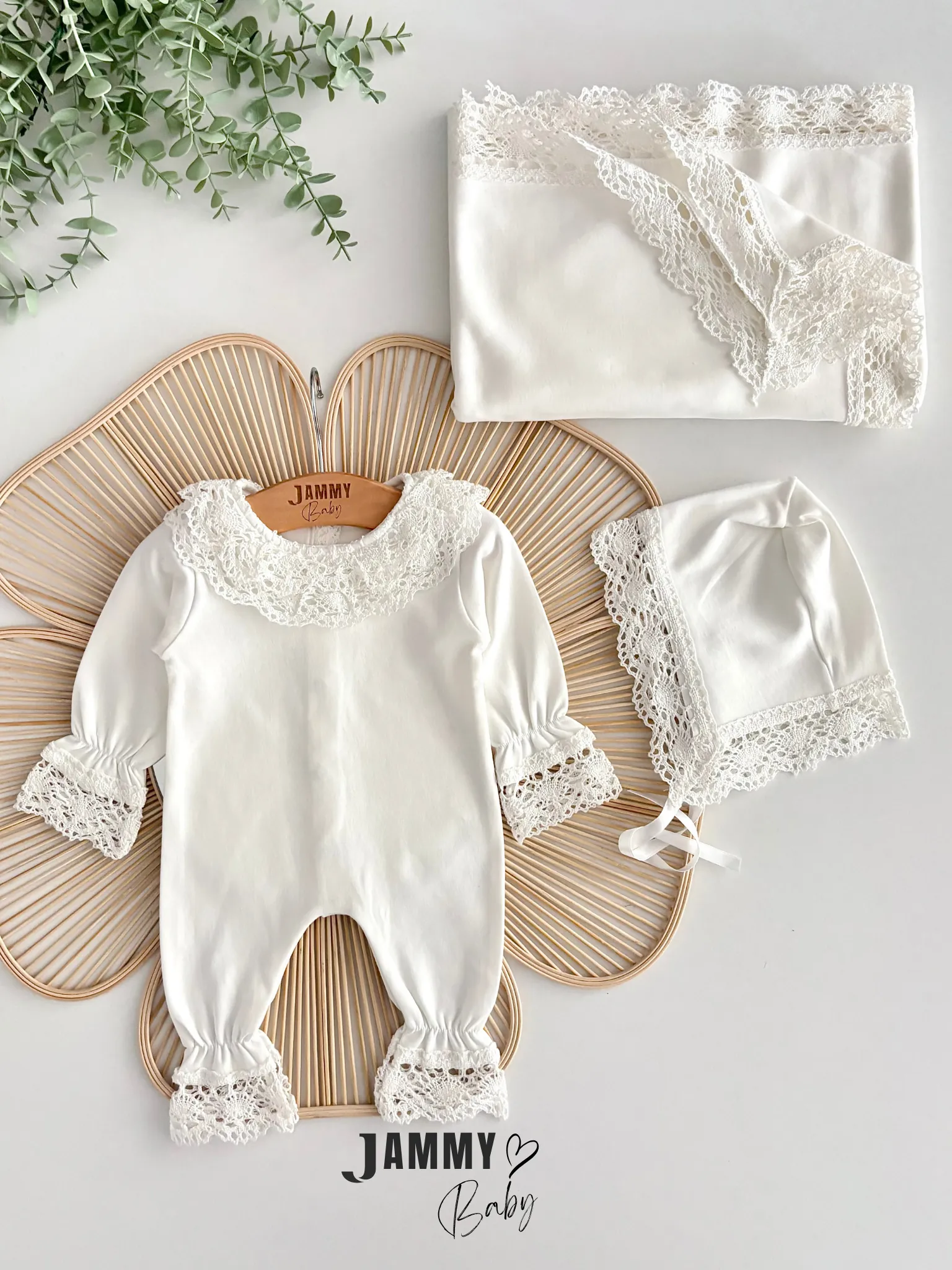 Elisa Dantel Detay Laura Şapkalı Tulum / Battaniye Set-EKRU