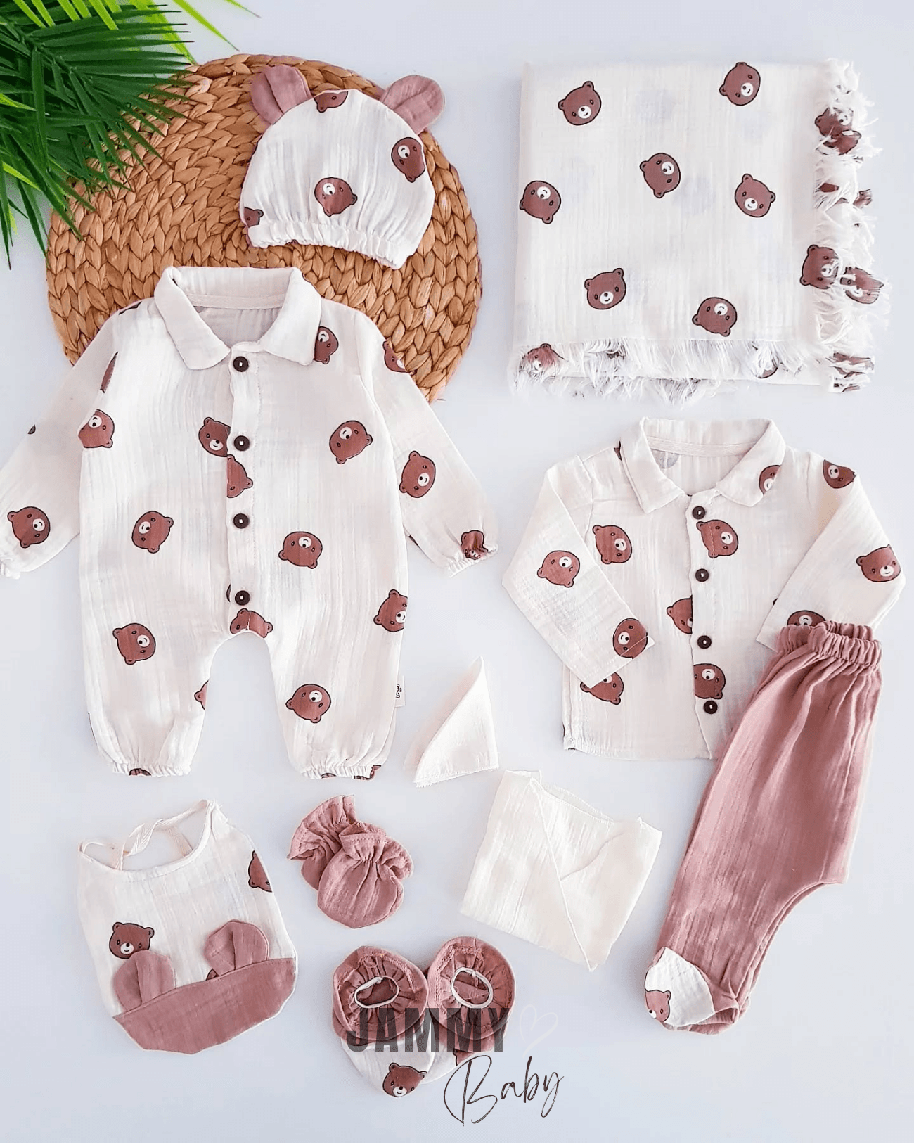 Bear's Organik Müslin 10 Parça Yenidoğan Set-KREM