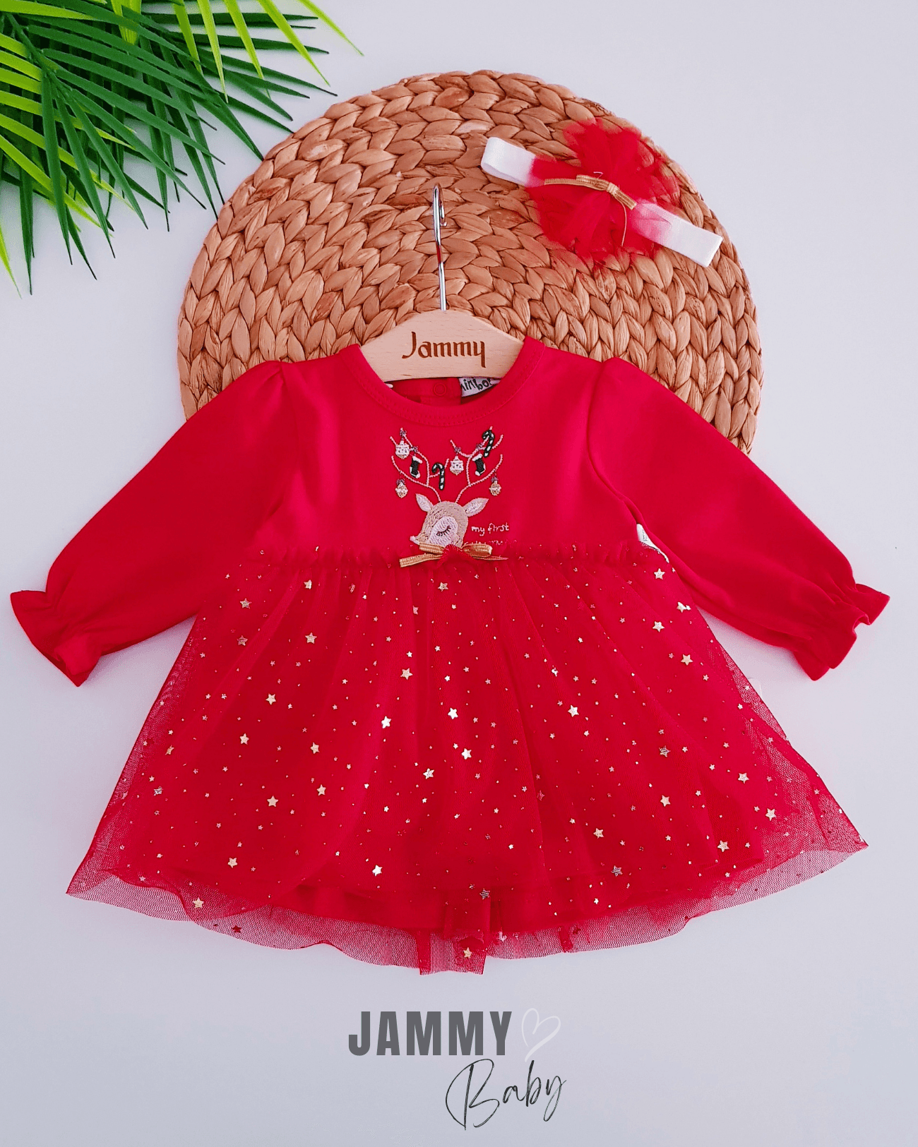 New Christmas Tütülü Bandanalı Elbise Set-KIRMIZI