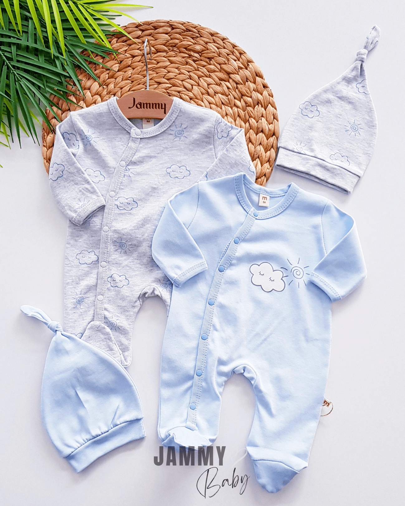 Güneş / Bulut Fermuarlı 2'li Tulum Set-MAVİ