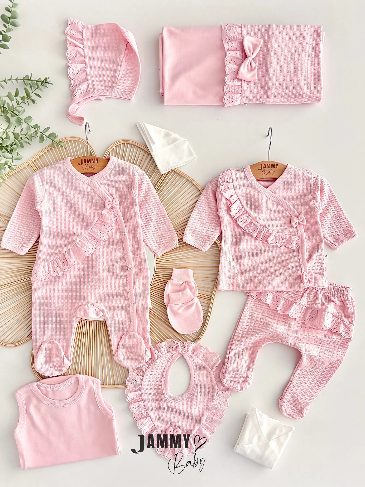 Mathilda Petek Dokuma 10 Parça Yenidoğan Set-PEMBE