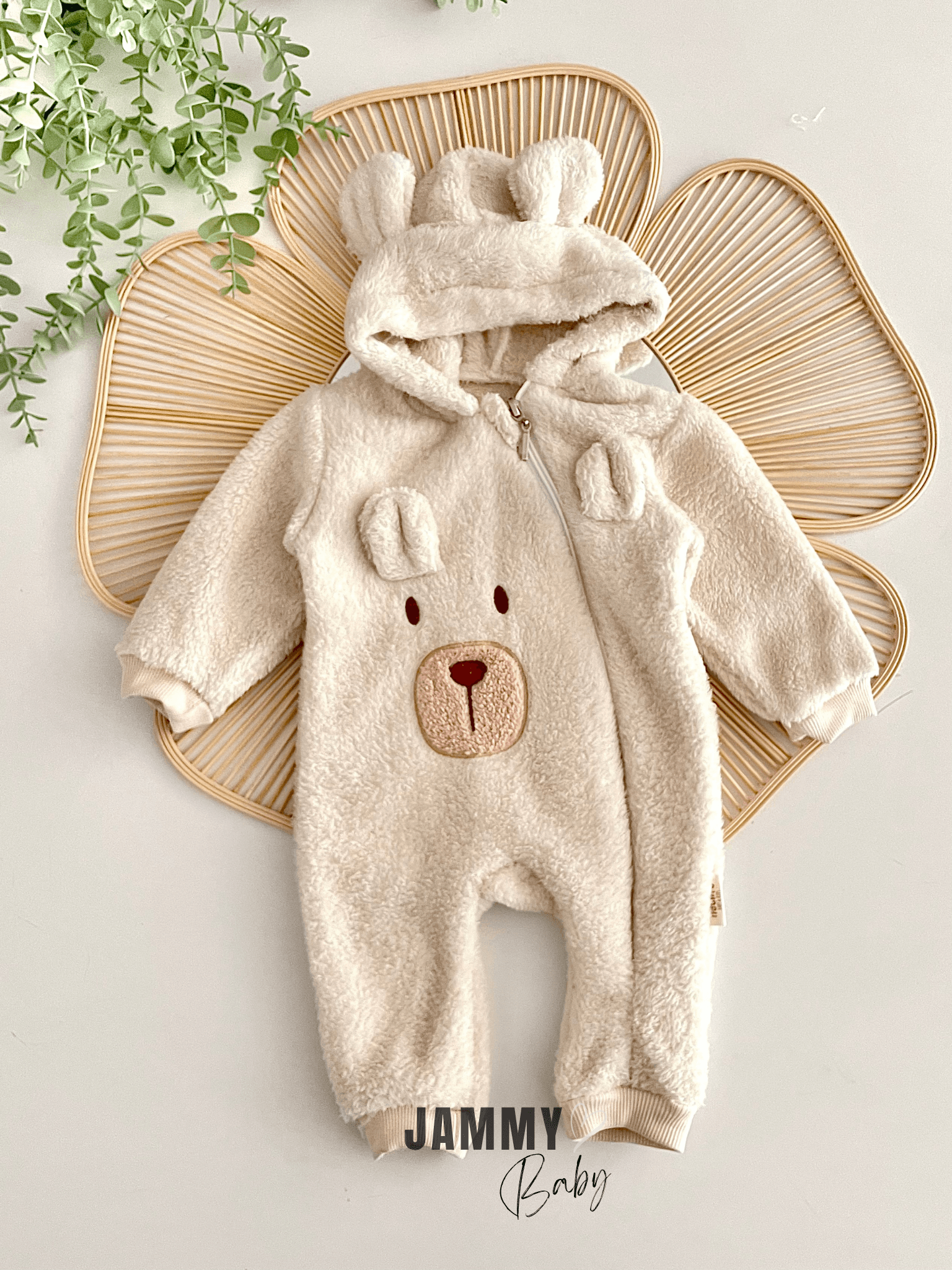 Ayıcık Fermuarlı Peluş Tulum-BEJ